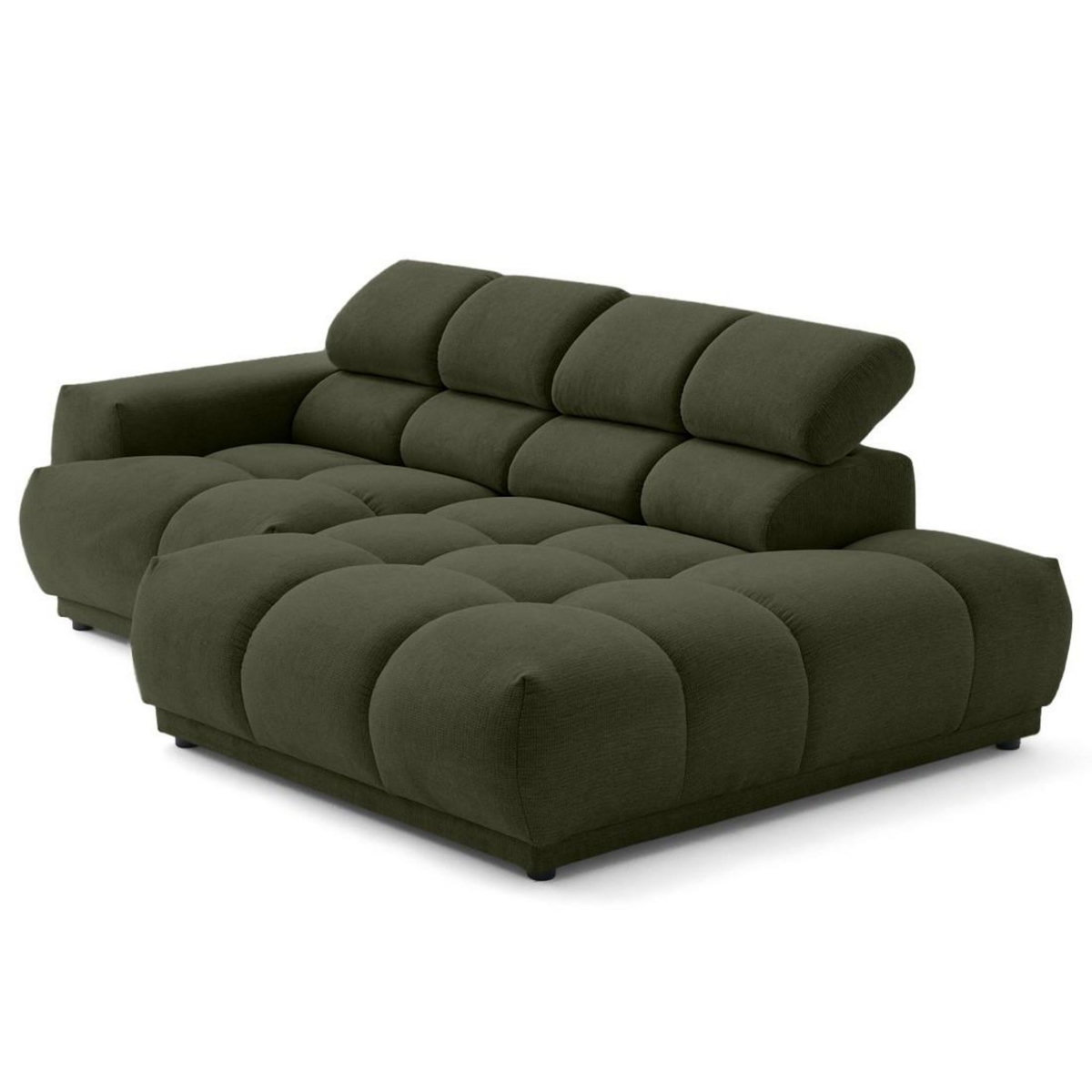 LISA DESIGN Matera - canapé d'angle droit 3 places avec têtières réglables en tissu texturé