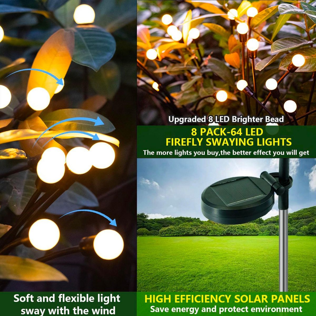 Lumisky Lot de 4 torches solaires LYRA Noir Plastique H73cm