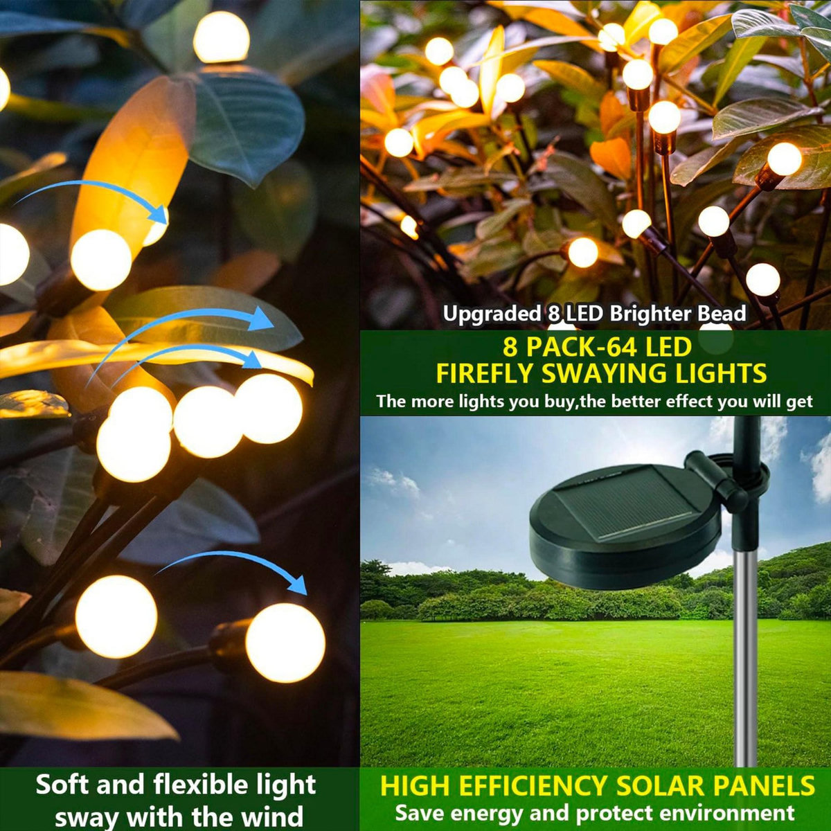 Lumisky Lot de 4 torches solaires LYRA Noir Plastique H73cm