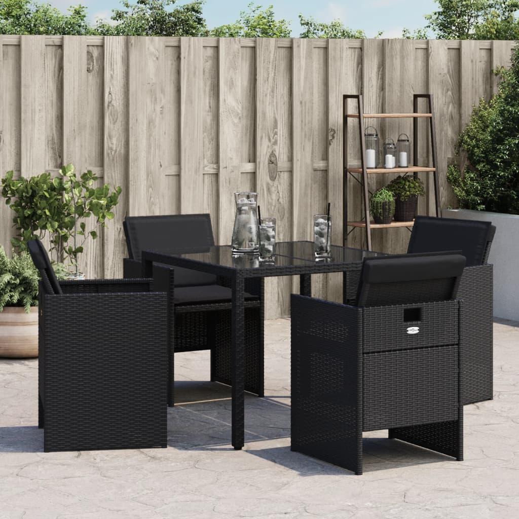Voir la diapositive 4 : VIDAXL Chaises de jardin lot de 4 avec coussins noir resine tressee