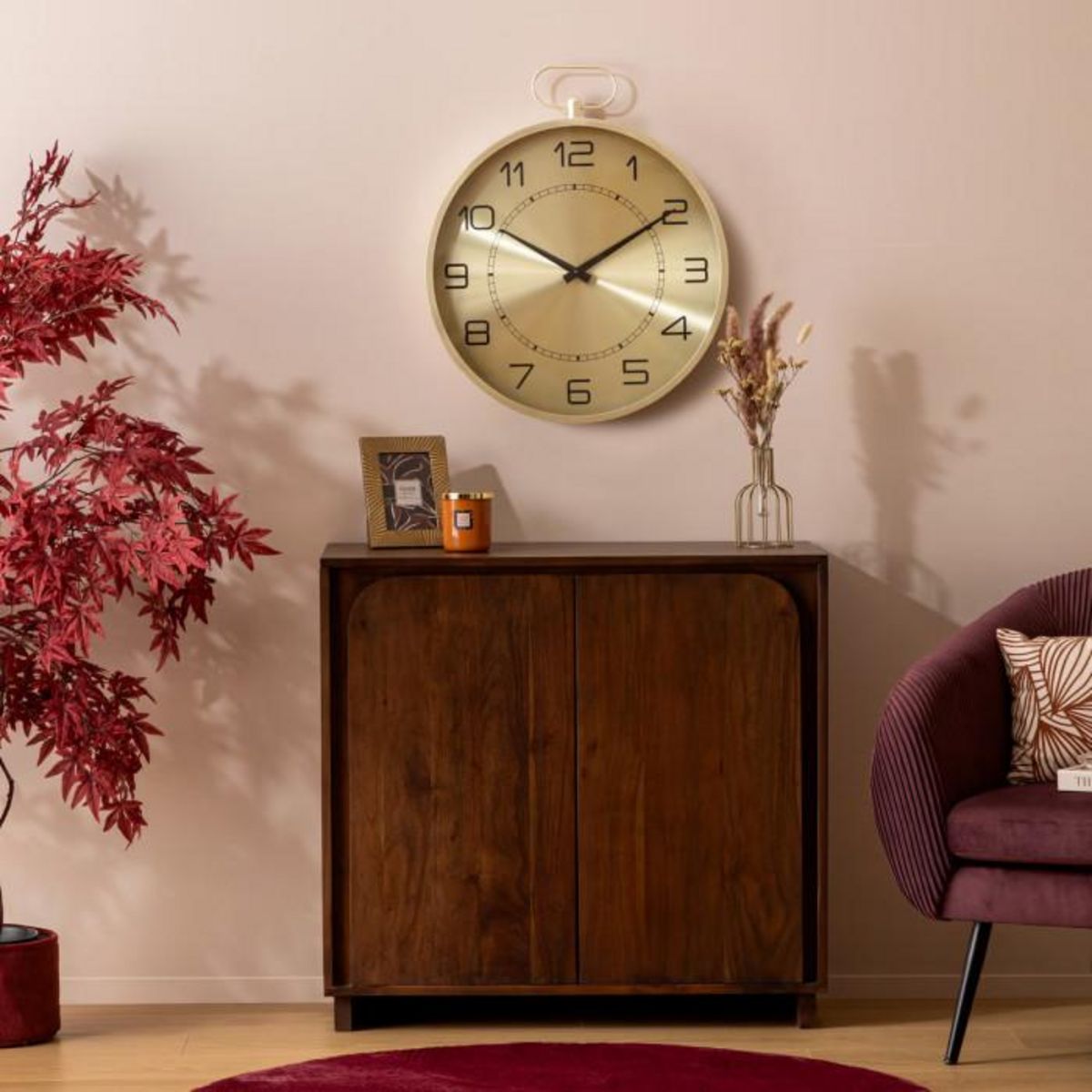 ATMOSPHERA Horloge Murale à Gousset  Irina  63cm Doré