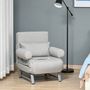 Voir la diapositive 2 : HOMCOM Fauteuil chauffeuse canapé-lit convertible inclinable 1 place grand confort coussin lombaires accoudoirs piètement métal lin gris clair