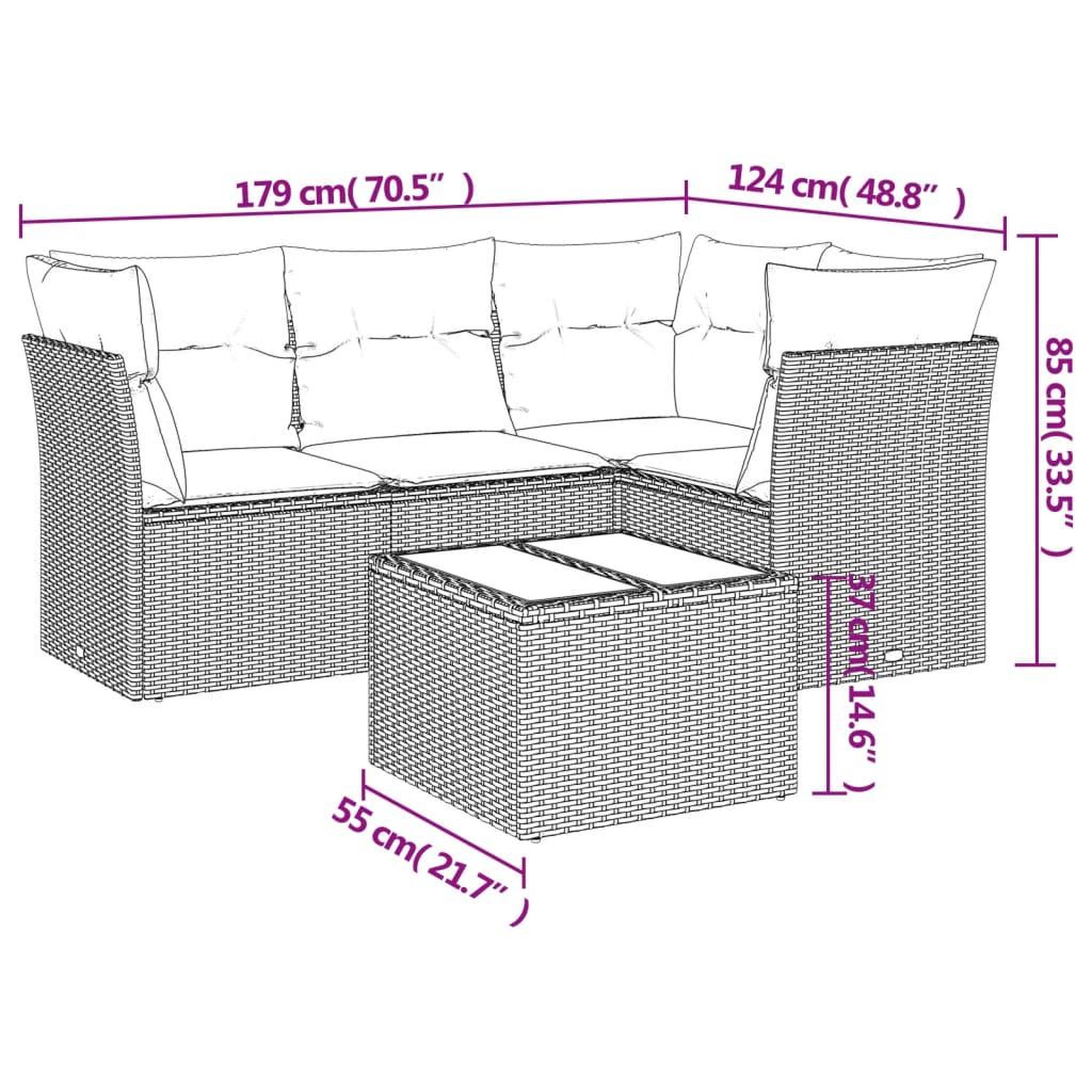 Voir la diapositive 4 : VIDAXL Salon de jardin avec coussins 5 pcs marron resine tressee