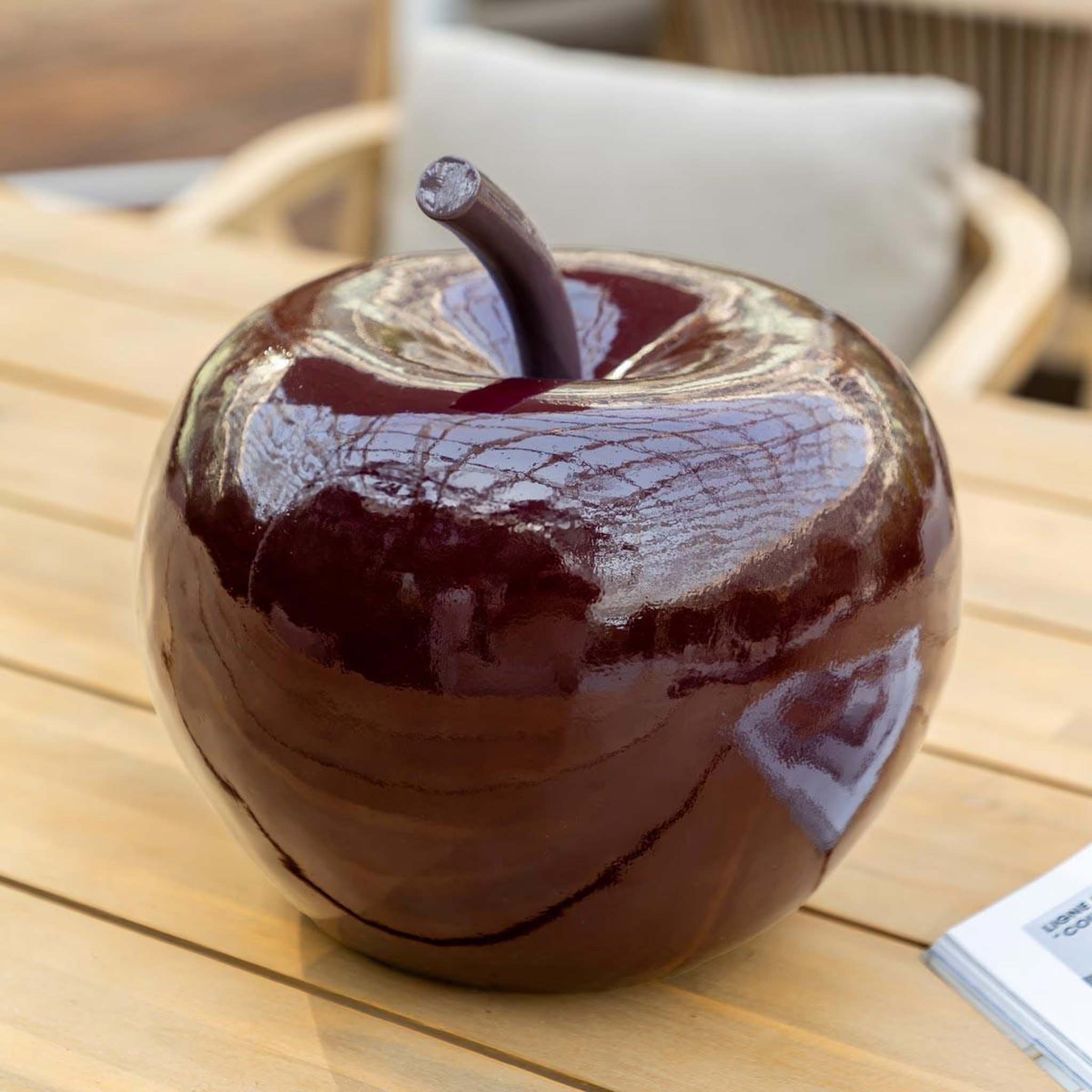 Voir la diapositive 2 : ATMOSPHERA Pomme déco extérieur en résine  glossy  26cm rouge rubis