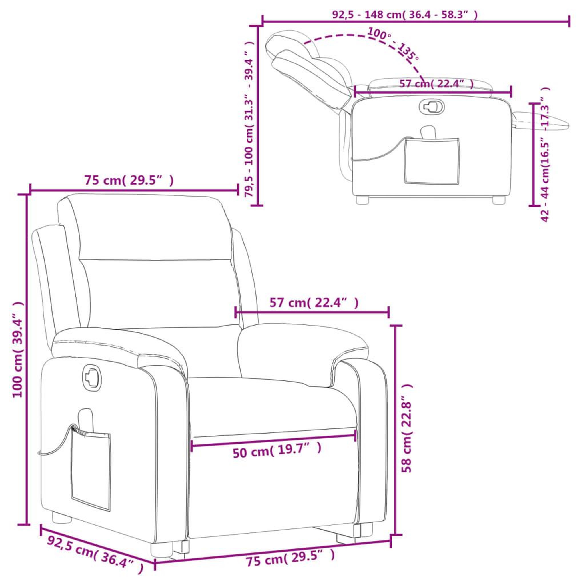 Voir la diapositive 6 : VIDAXL Fauteuil de massage inclinable Noir Tissu