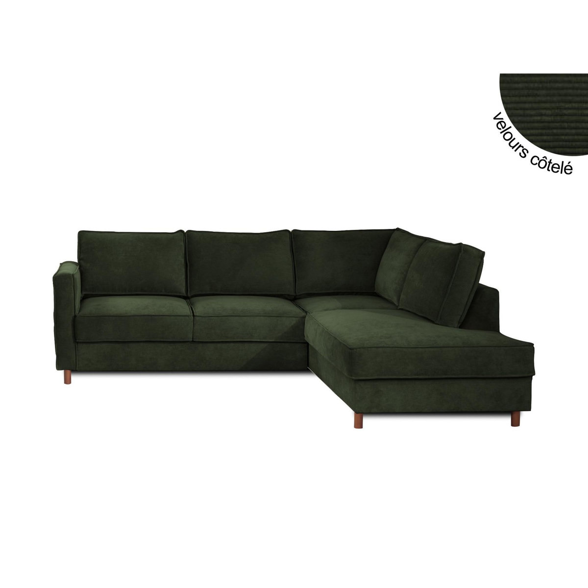 LISA DESIGN Jake - canapé d'angle droit - convertible - 5 places - en velours côtelé