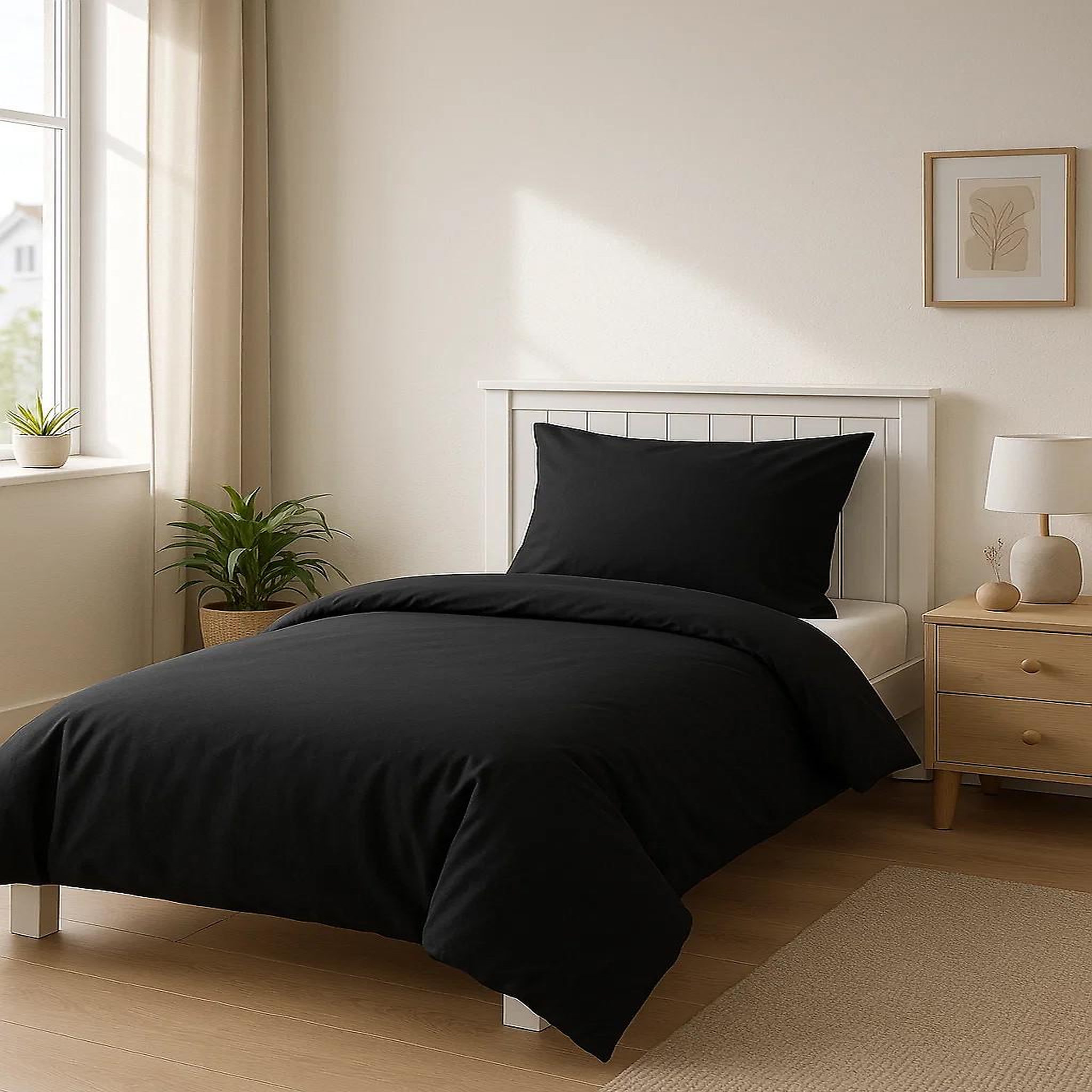 Voir la diapositive 2 : Home collection Housse de couette 100%coton 140x200cm anthracite