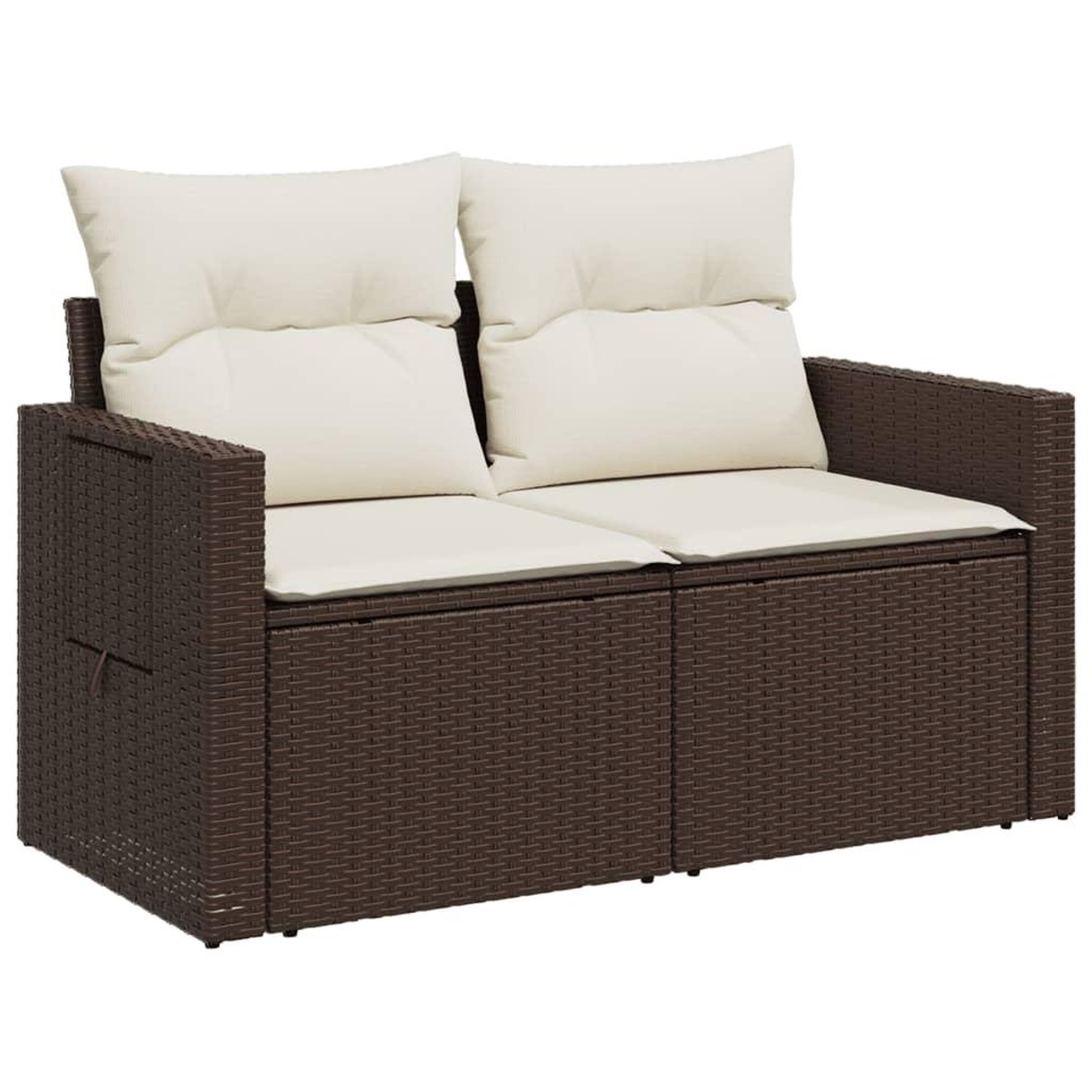 Voir la diapositive 4 : VIDAXL Canape de jardin avec coussins 2 places marron resine tressee