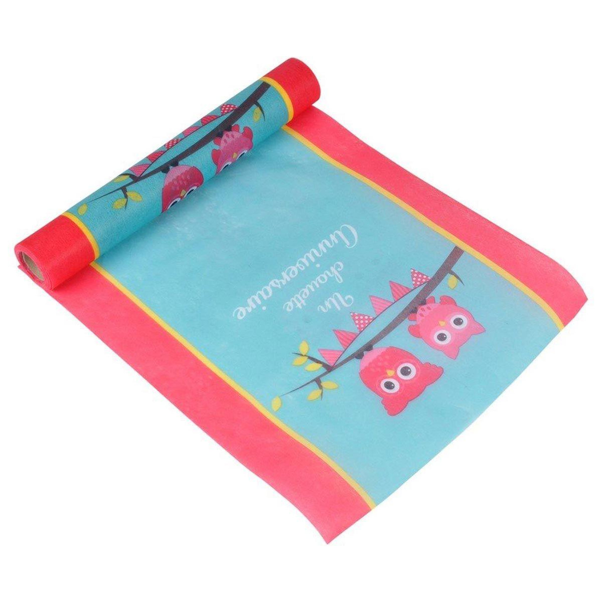 HOMEA Chemin de Table Jetable  Chouette  28cmx5m Bleu & Rose