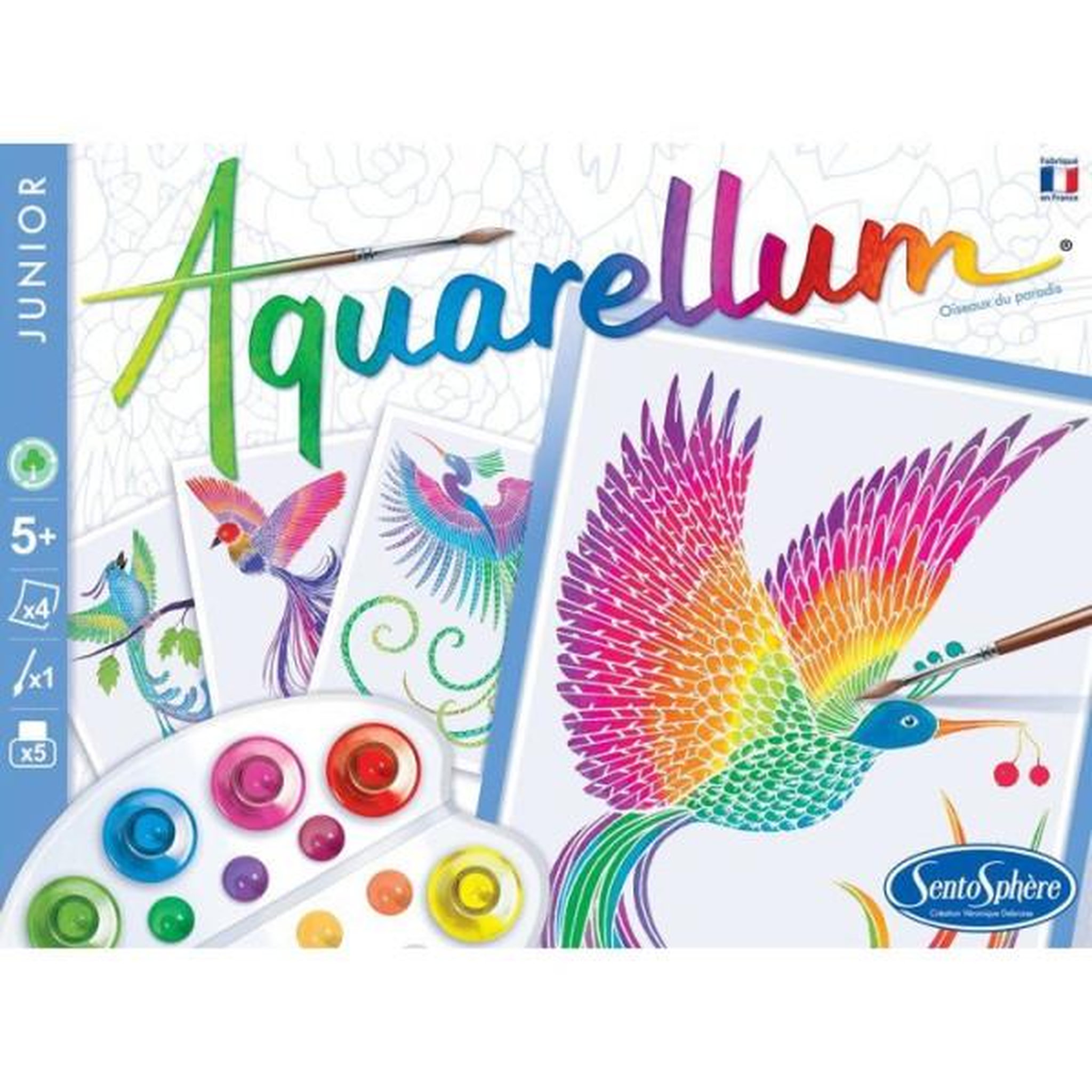 Voir la diapositive 3 : Sentosphere Peinture aquerelle - sentosphere - aquarellum junior - oiseaux du paradis - 5 couleurs - sertissage sur papier vélin - des 6 an