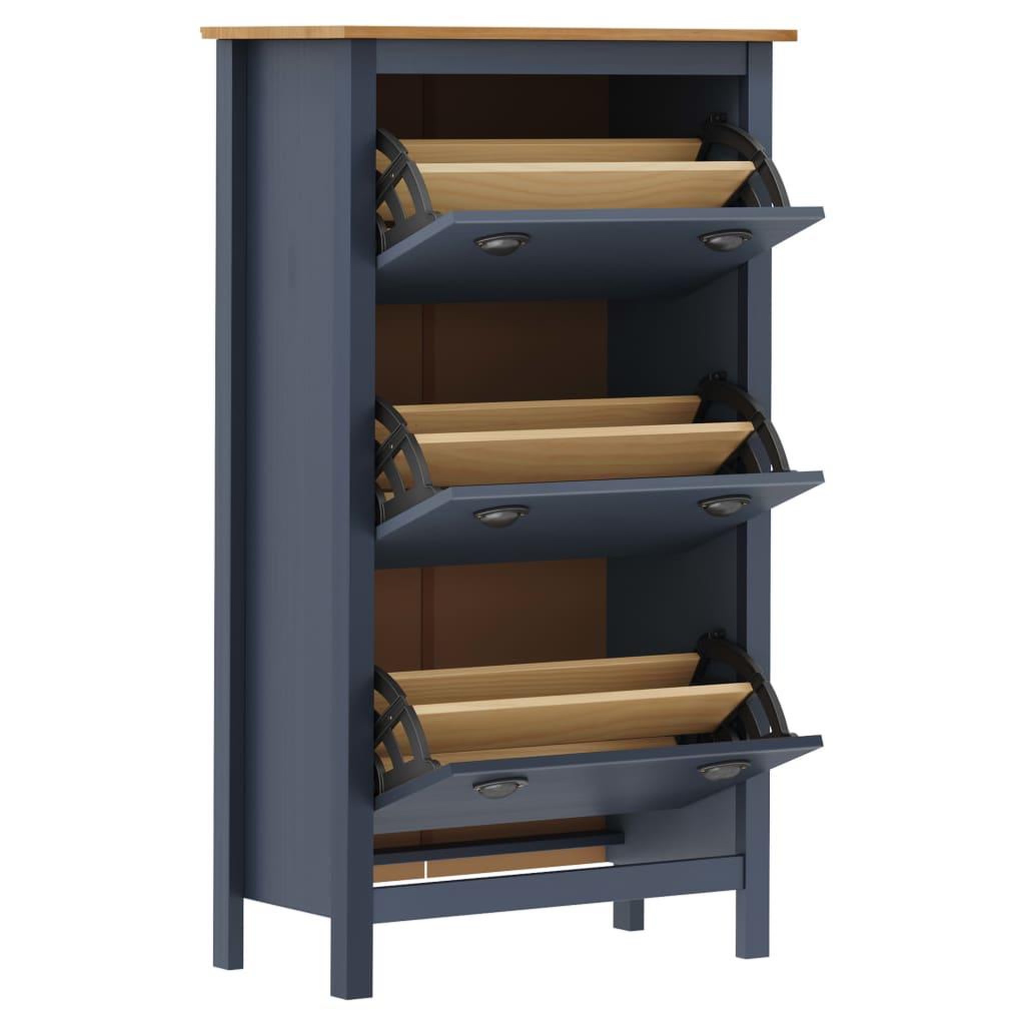 Voir la diapositive 3 : VIDAXL Armoire a chaussures Hill Gris 72x35x124 cm Bois de pin solide