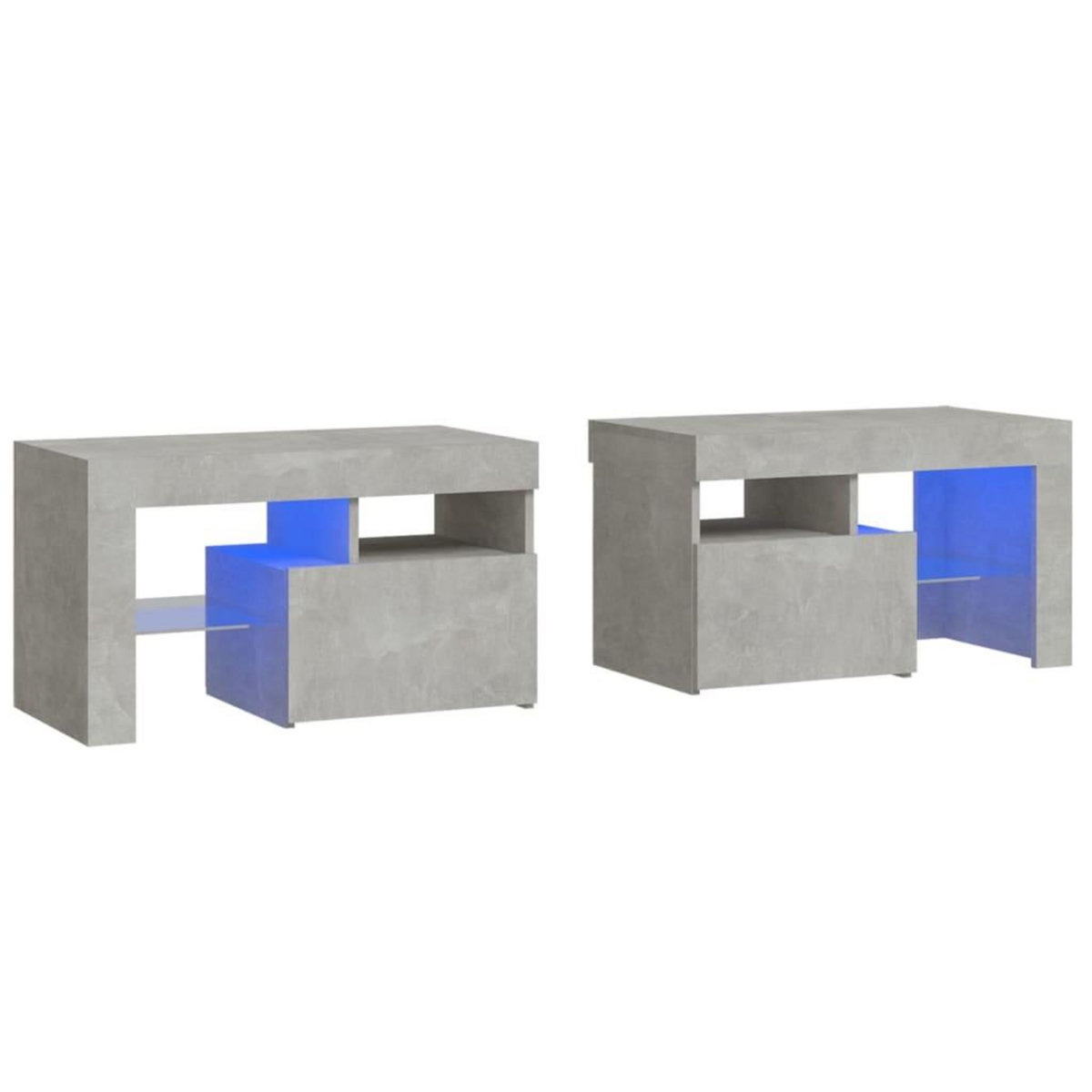 VIDAXL Tables de chevet 2 pcs et lumieres LED Gris beton 70x36,5x40 cm
