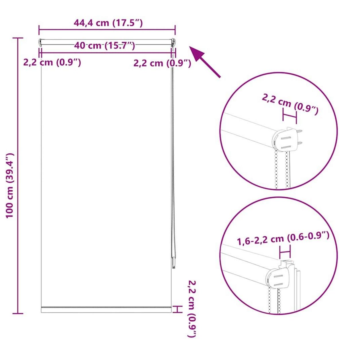 VIDAXL Store a rouleau 40x100 cm Blanc