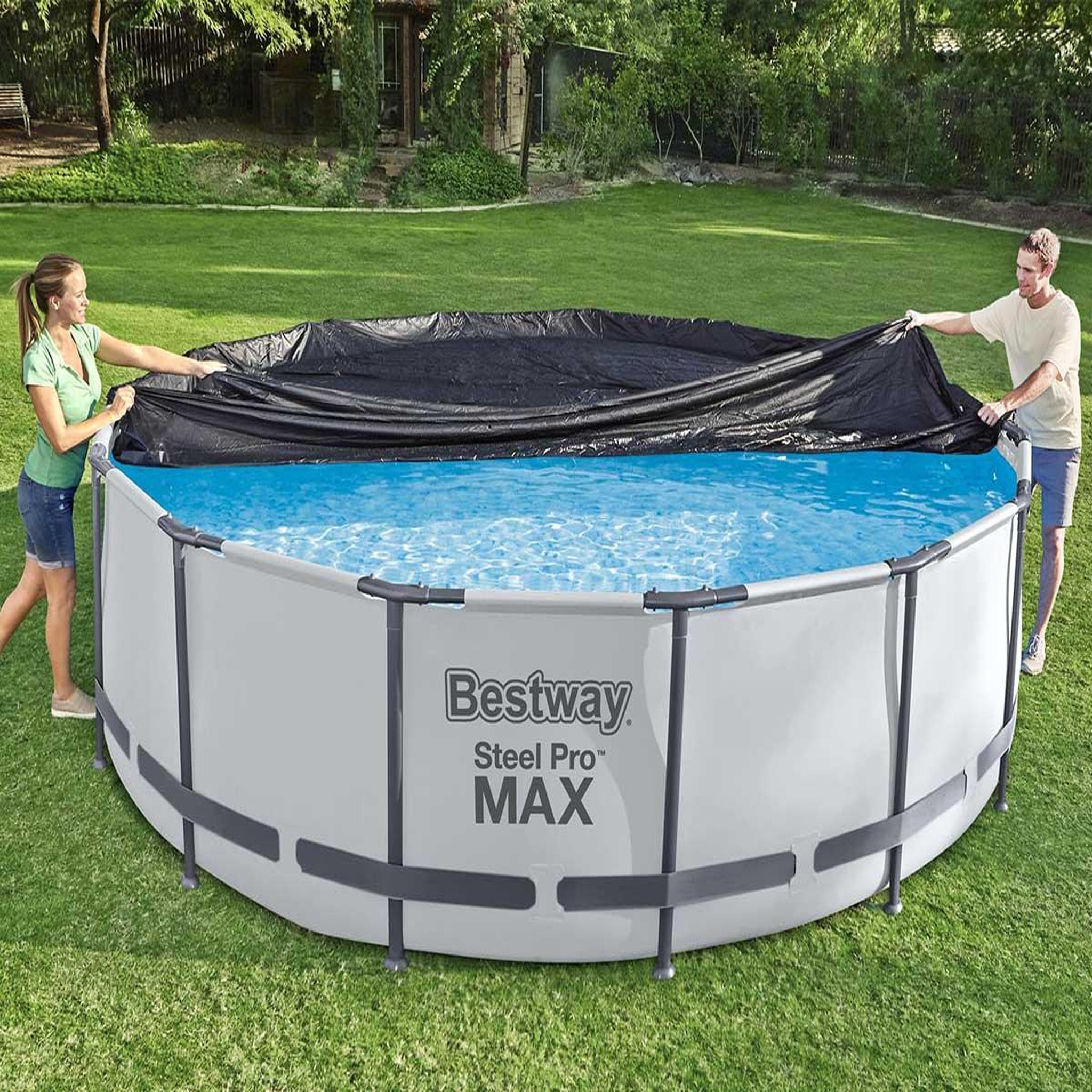 Voir la diapositive 4 : BESTWAY Bâche de protection 4 saisons pour piscine tubulaire ronde Ø 3,60 m ou Ø 3,66 m - Bestway
