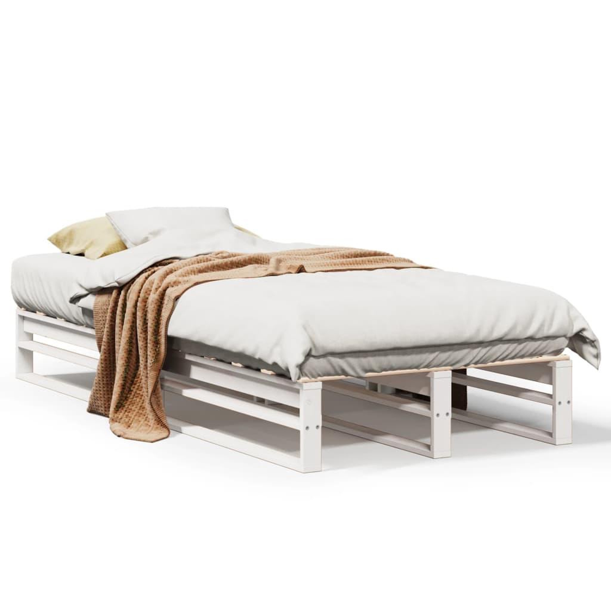 Voir la diapositive 2 : VIDAXL Cadre de lit sans matelas blanc 90x200 cm bois de pin massif