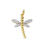 L'ATELIER D'AZUR Pendentif Or 18 Carats 750 Bicolore Jaune et Blanc - Motif Libellule - Chaine Offerte