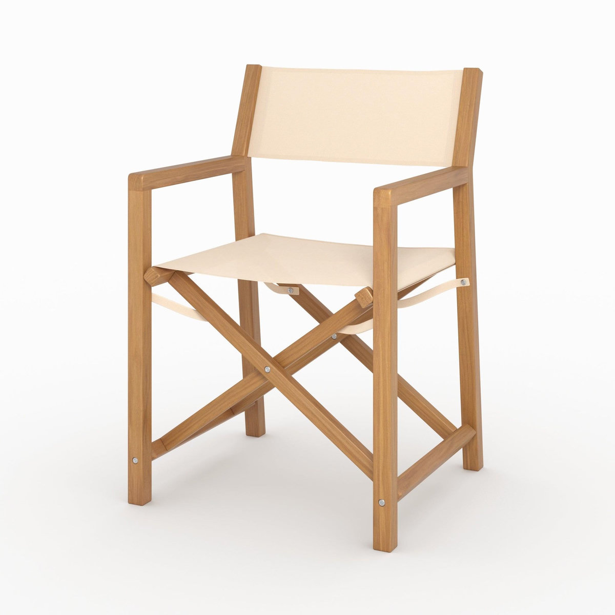 Rendez vous déco Chaise de jardin pliante en tissu beige clair et bois d'acacia-Tubod