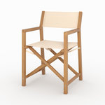 Rendez vous déco Chaise de jardin pliante en tissu beige clair et bois d'acacia-Tubod