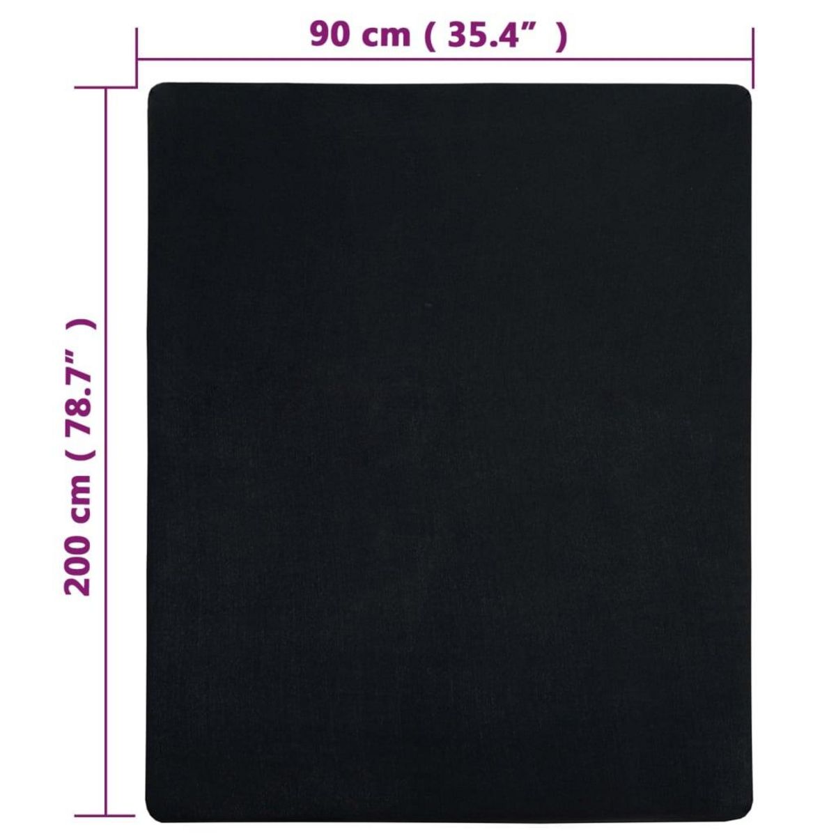 VIDAXL Drap-housse Jersey Noir 90x200 cm Coton