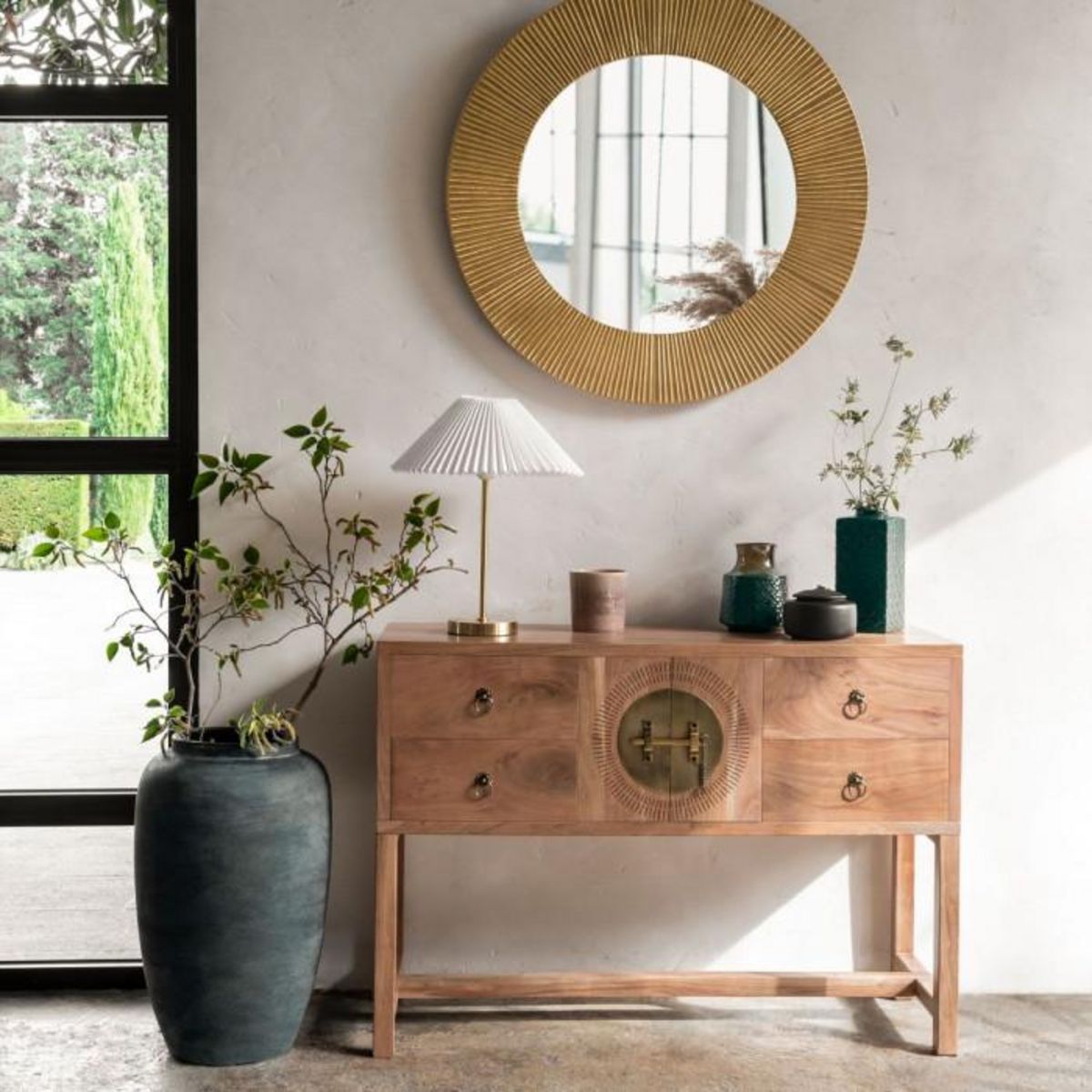 ATMOSPHERA Console 4 Tiroirs en Bois  Jiling  112cm Marron