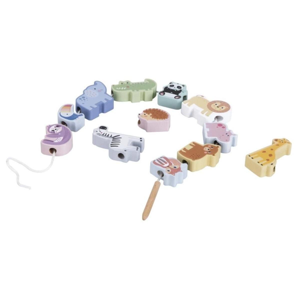 ELINELI Animaux en bois à lacer - jungle