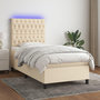 Voir la diapositive 1 : VIDAXL Sommier a lattes de lit et matelas et LED Creme 80x200 cm Tissu