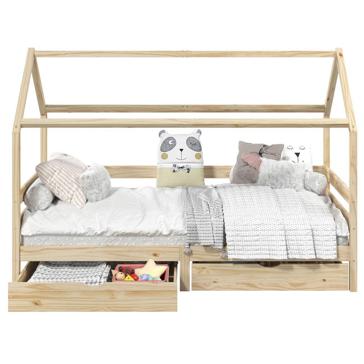 IDIMEX Lit cabane CLIA 90 x 190 cm avec tiroirs, en pin massif