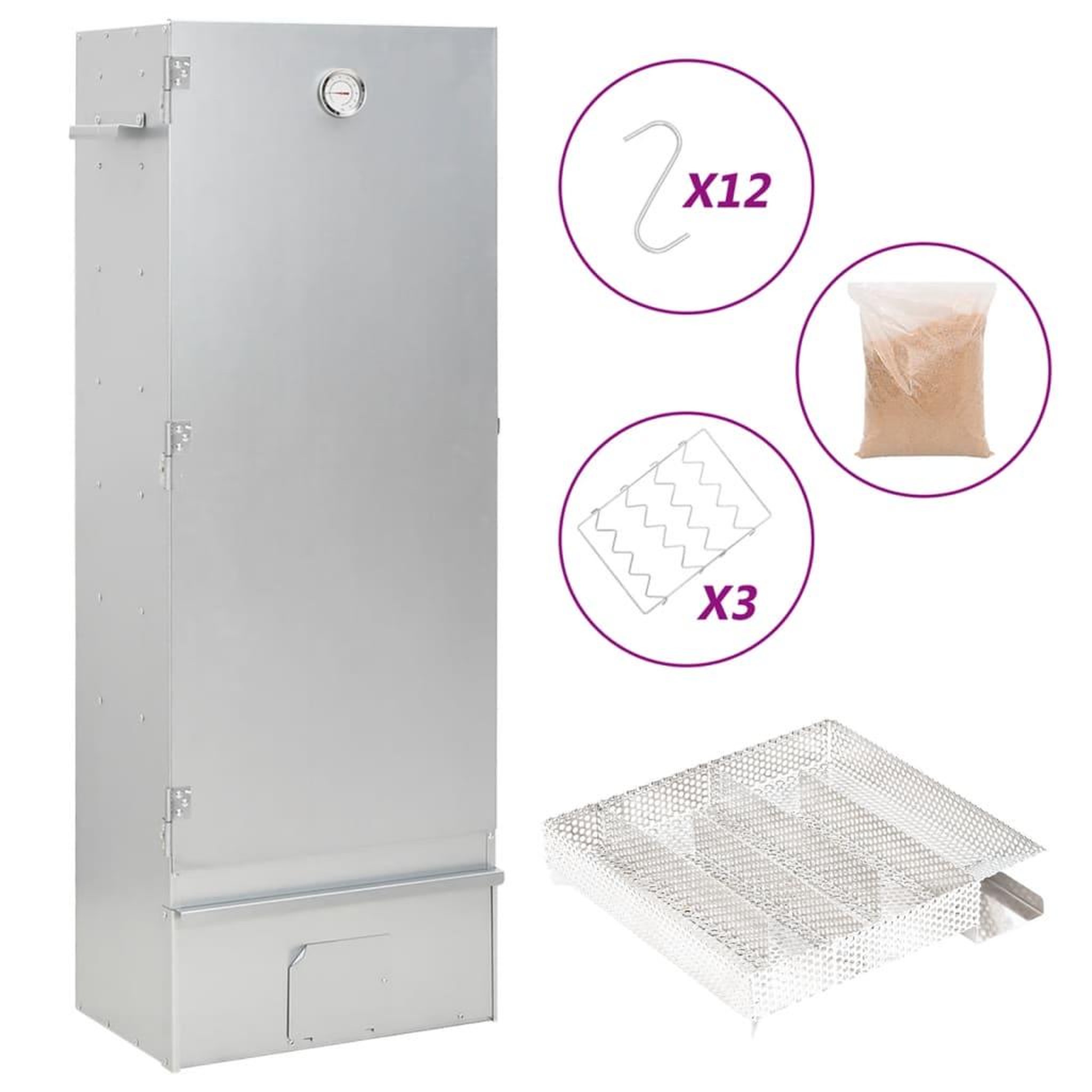 VIDAXL Fumoir a four a BBQ generateur de fumee froide acier galvanise