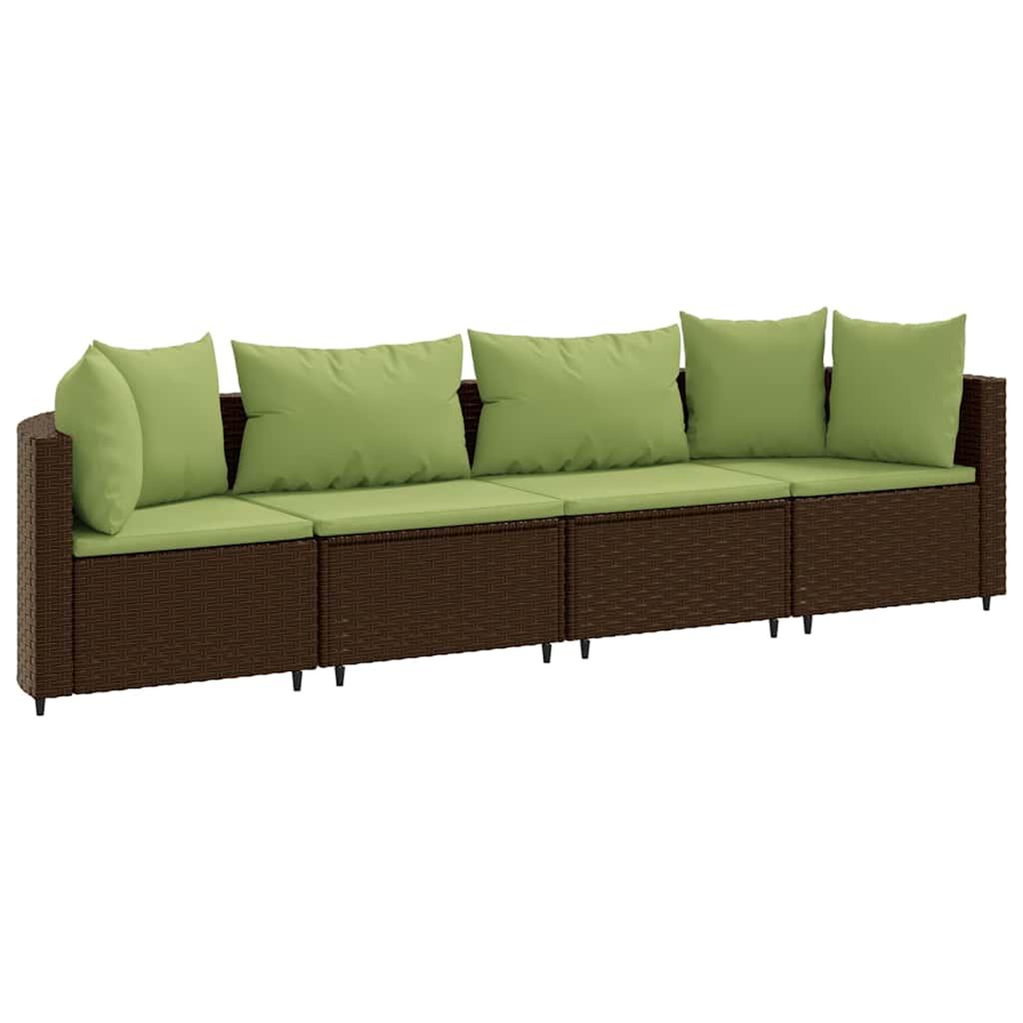 Voir la diapositive 2 : VIDAXL Salon de jardin 4 pcs avec coussins marron resine tressee