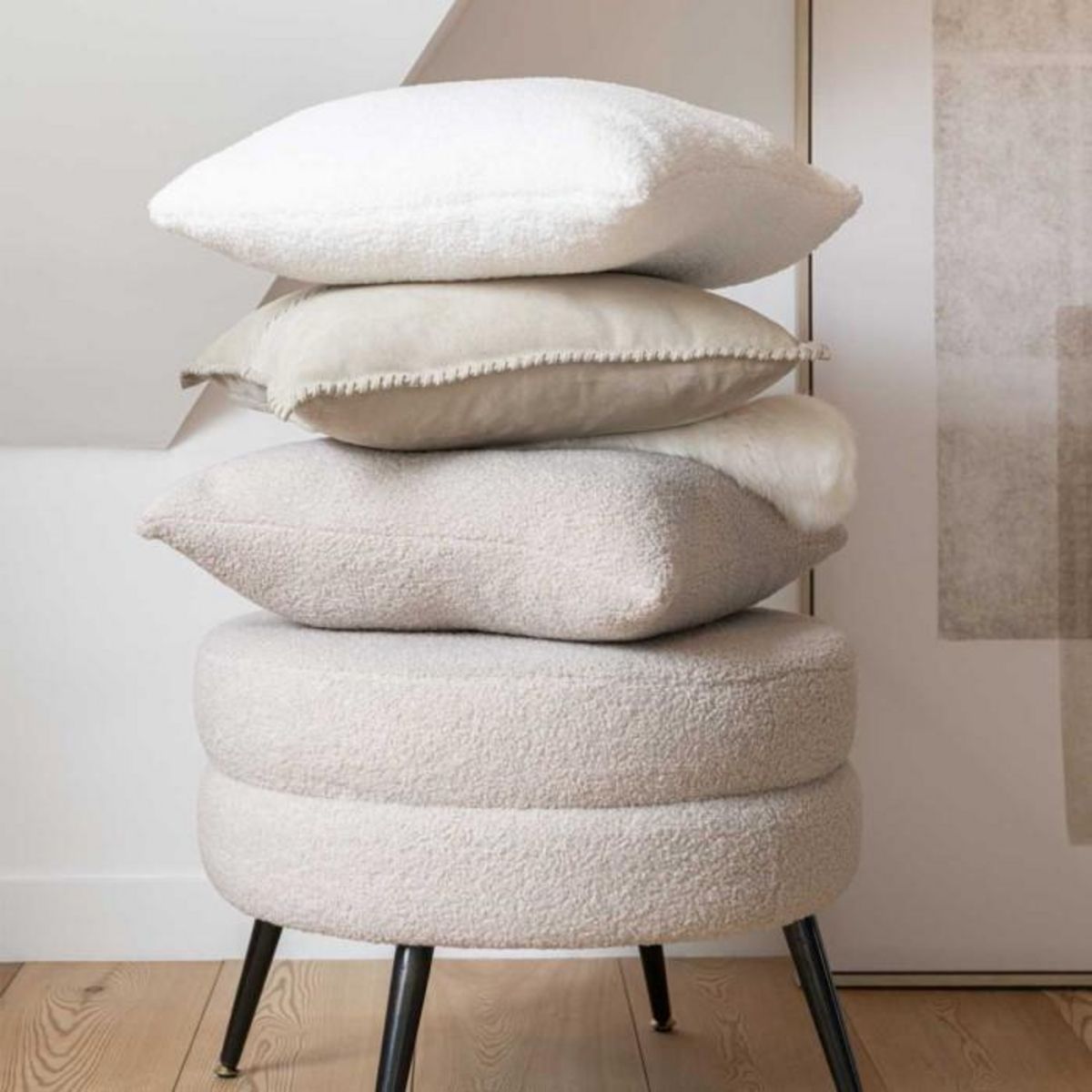 Paris Prix Coussin Déco en Cuir  Coleman  45x45cm Gris