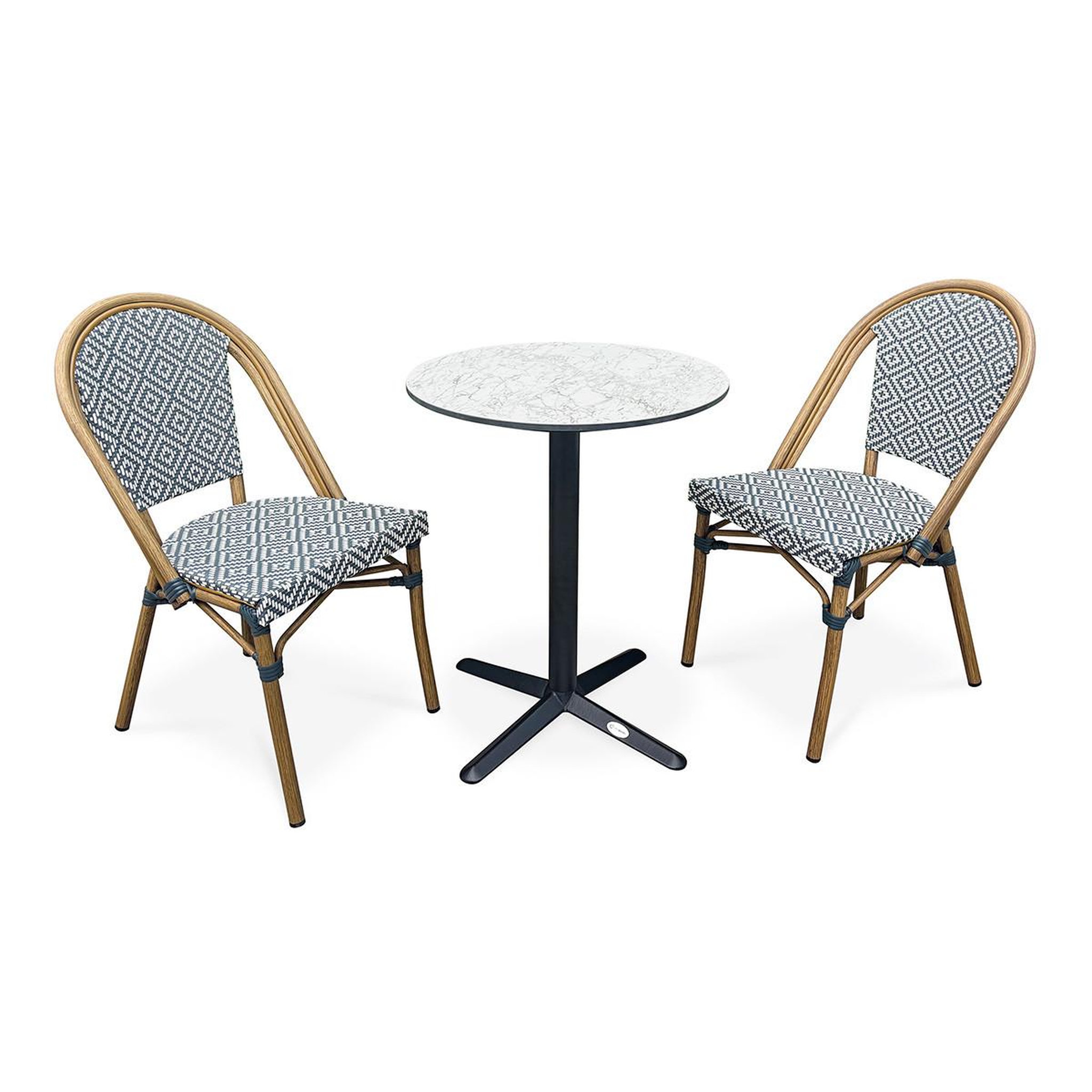Paris Prix Ensemble Table de Jardin & 2 Chaises  Bistro  60cm Bleu