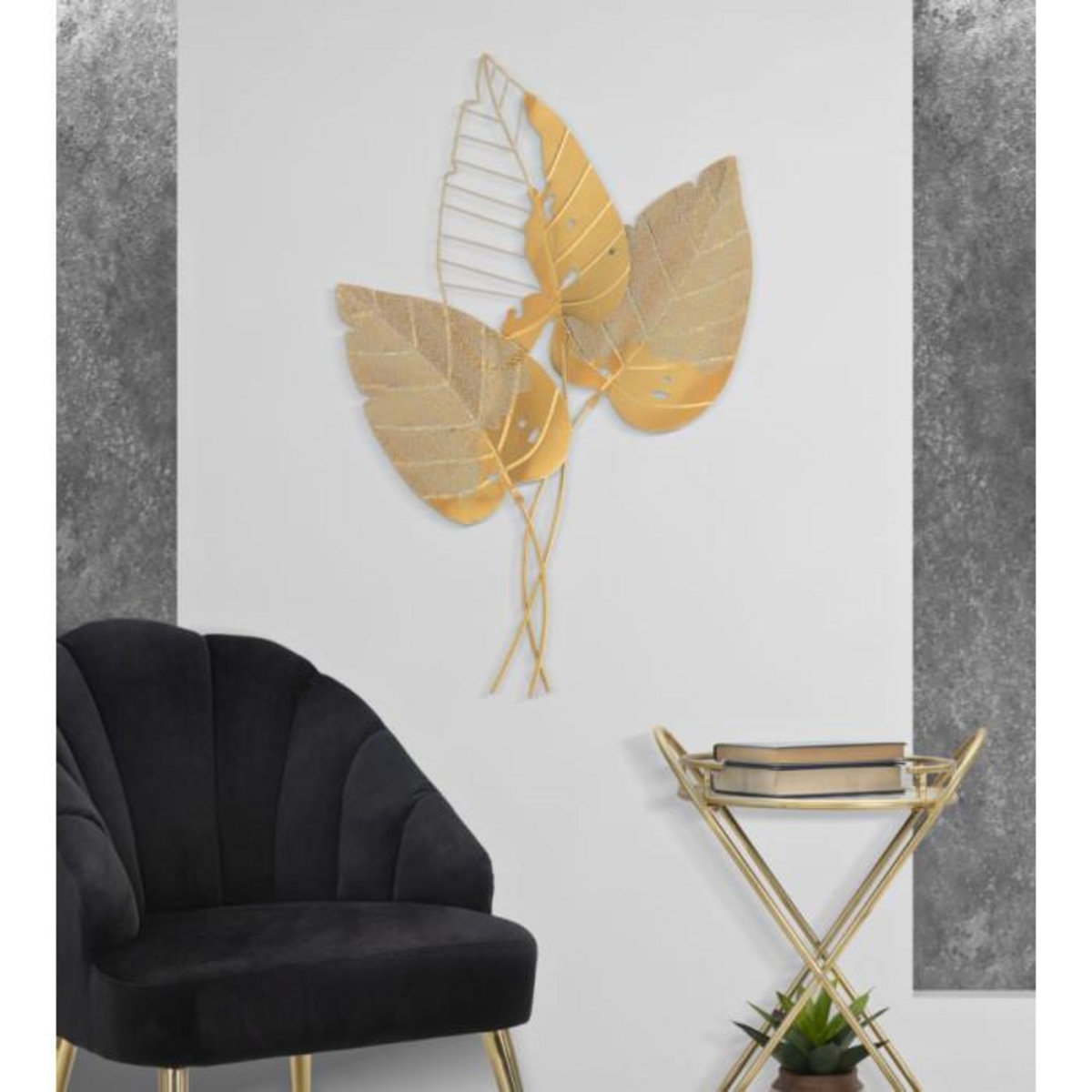 Paris Prix Décoration Murale en Métal  Autumn Leaf  84cm Or