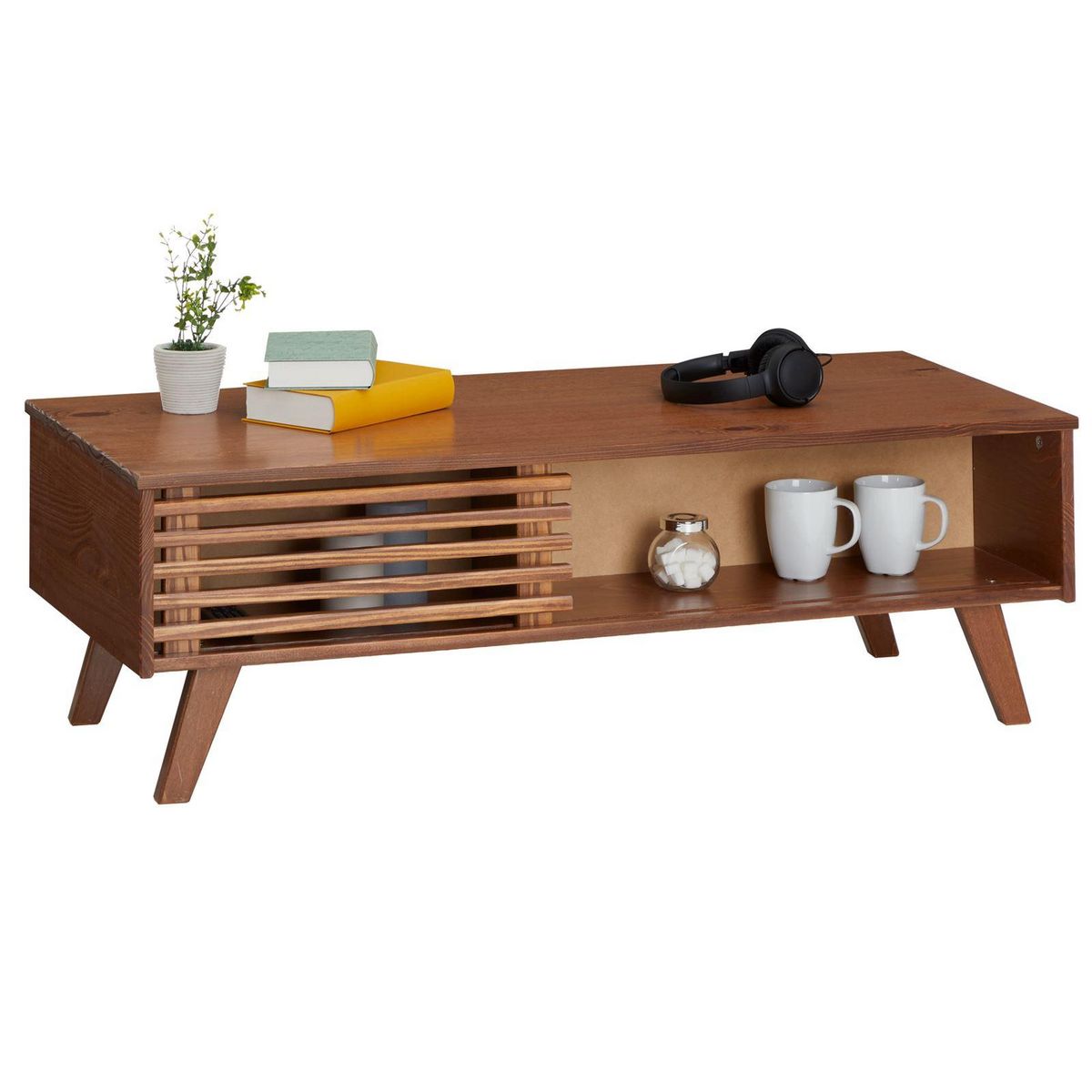 IDIMEX Table basse SEAN avec niches, en pin massif