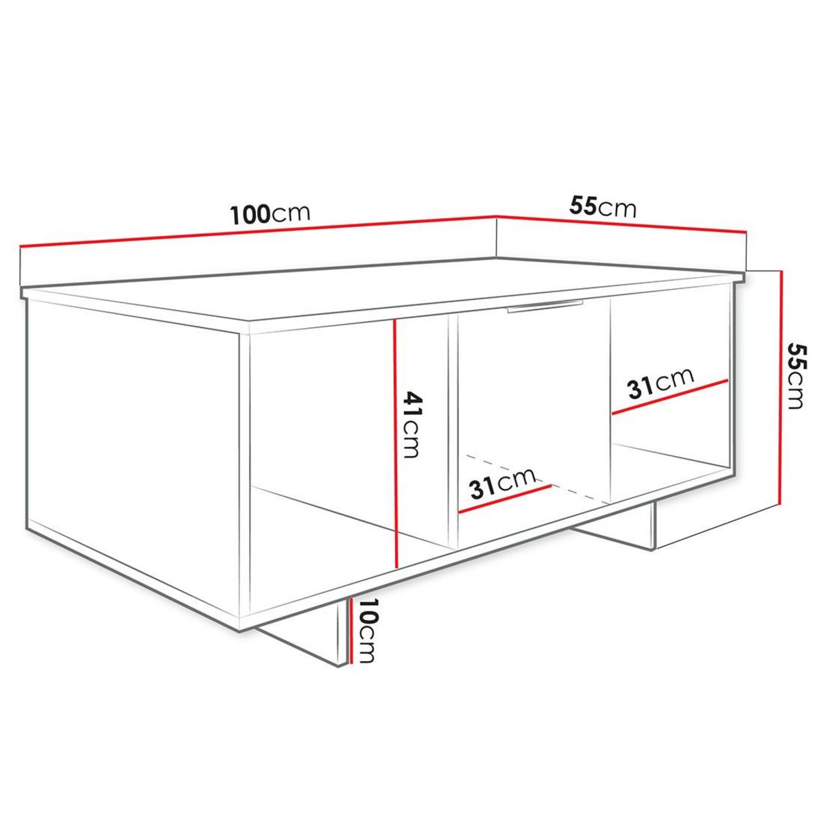 BEST MOBILIER Canterbury - table basse - beige - 100 cm