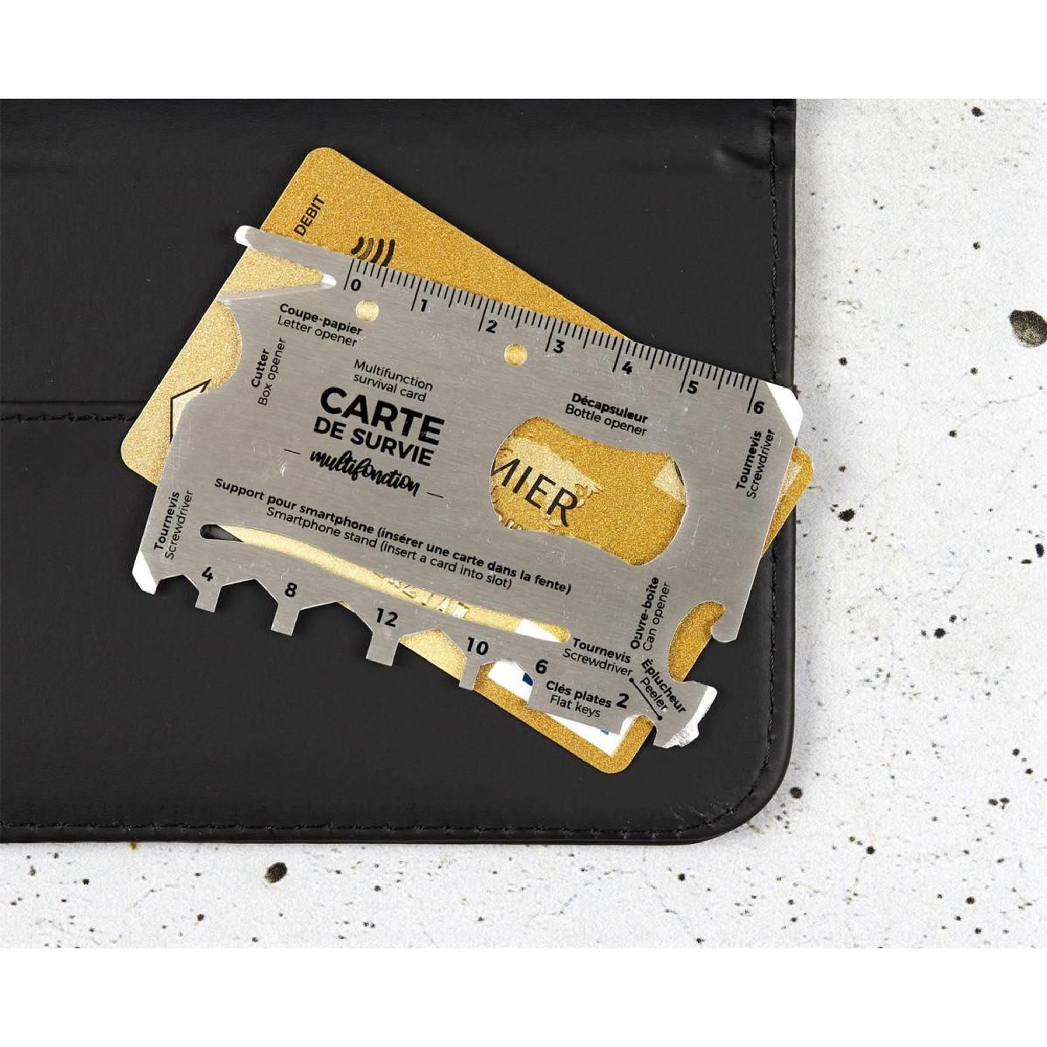 Voir la diapositive 2 : The concept Factory Carte de survie  multifonctions  8cm argent