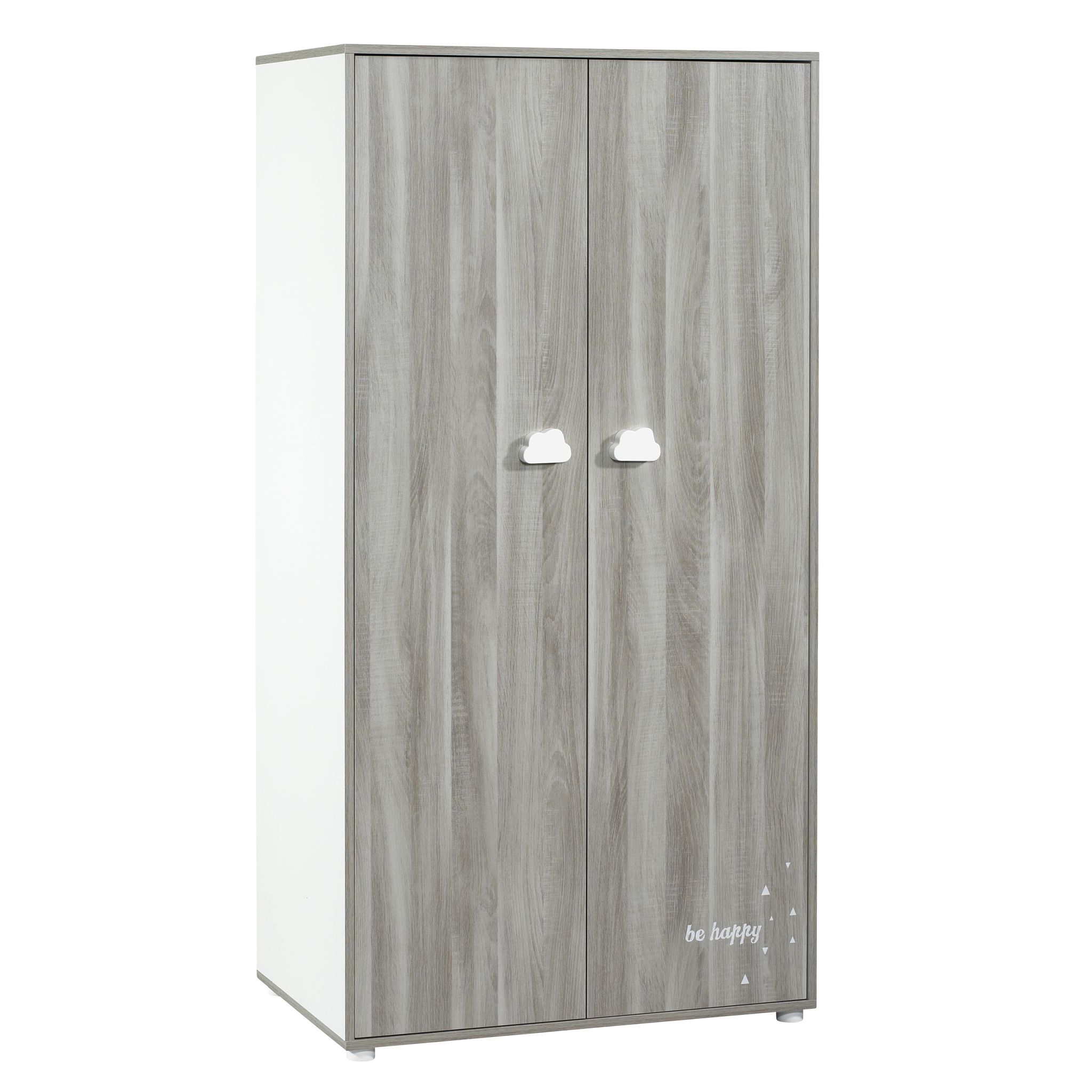 BABY PRICE Armoire chambre bébé 2 portes HAPPY, Chêne Silex