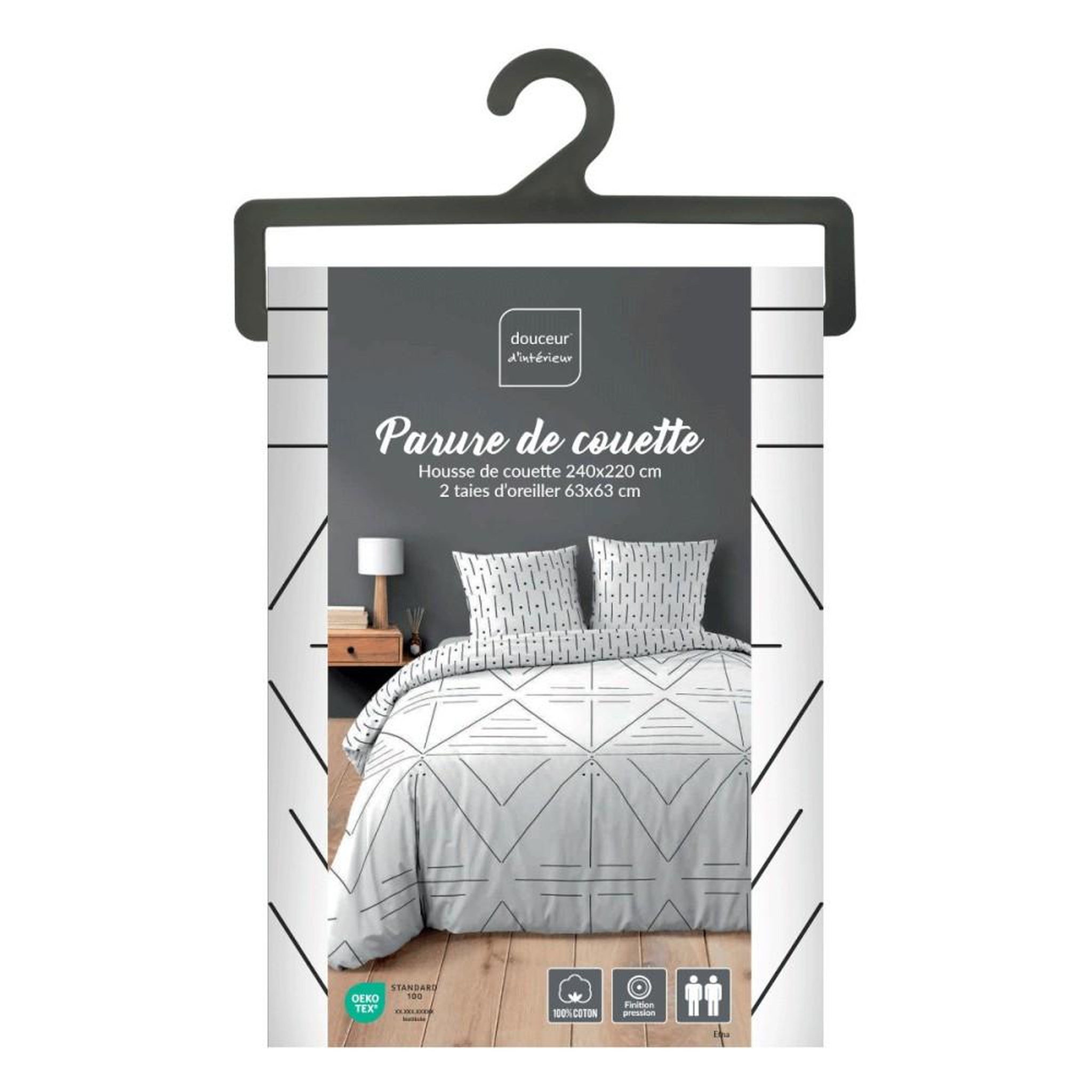 Voir la diapositive 6 : Douceur d'Intérieur Housse de couette 260x240 + 2 taies ETNA 100% coton
