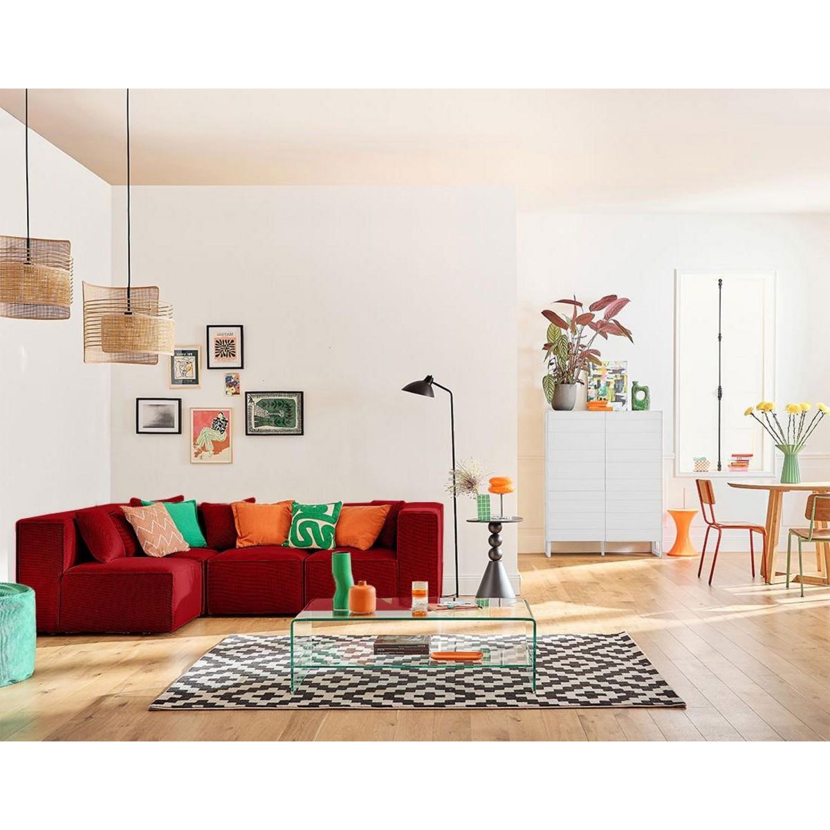 LISA DESIGN Arty - canapé modulable d'angle gauche 5 places - en tissu mailles 3d