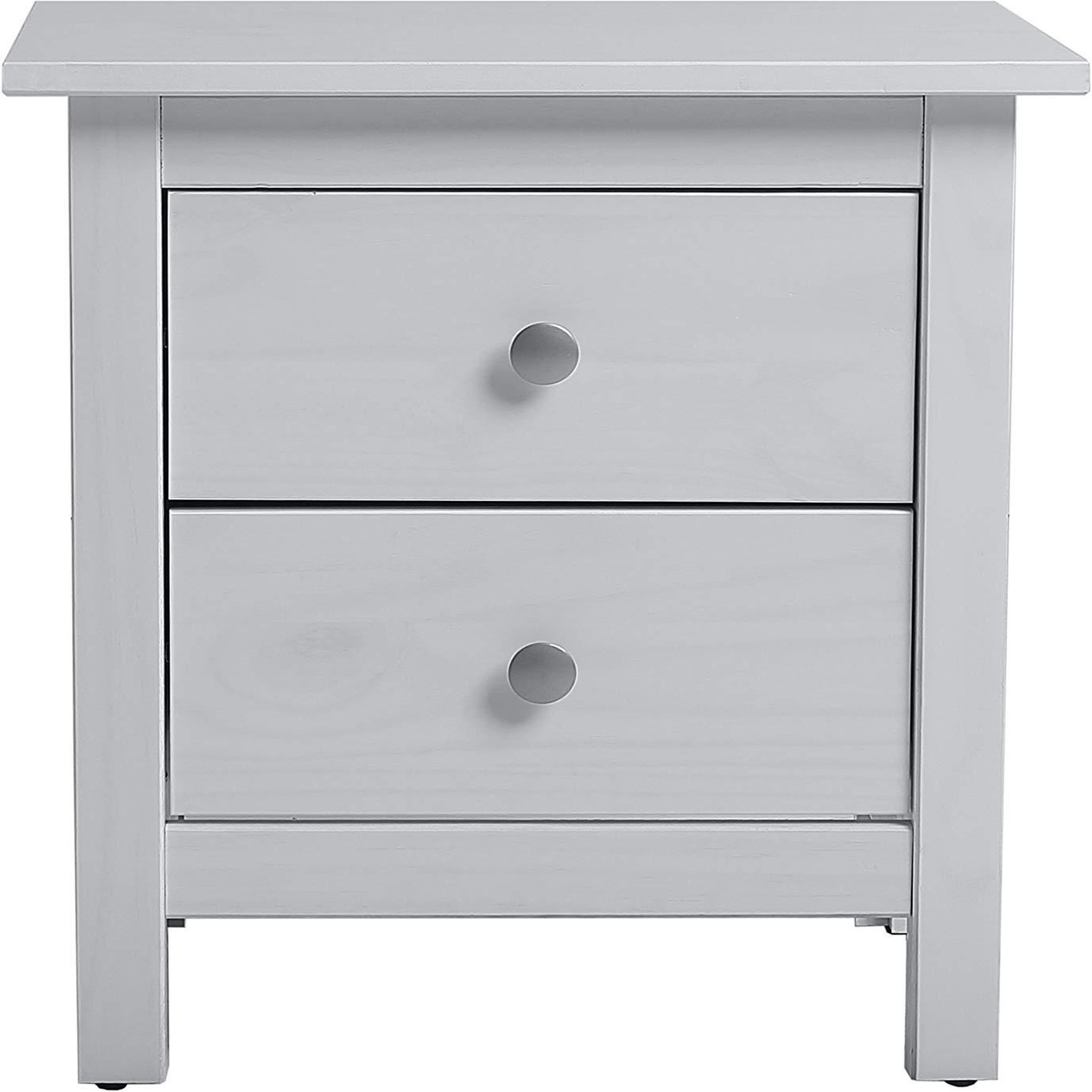 Voir la diapositive 3 : VS VENTA-STOCK Table Chevet 2 tiroirs Betty Blanc, Fabriqué en Bois de pin Massif