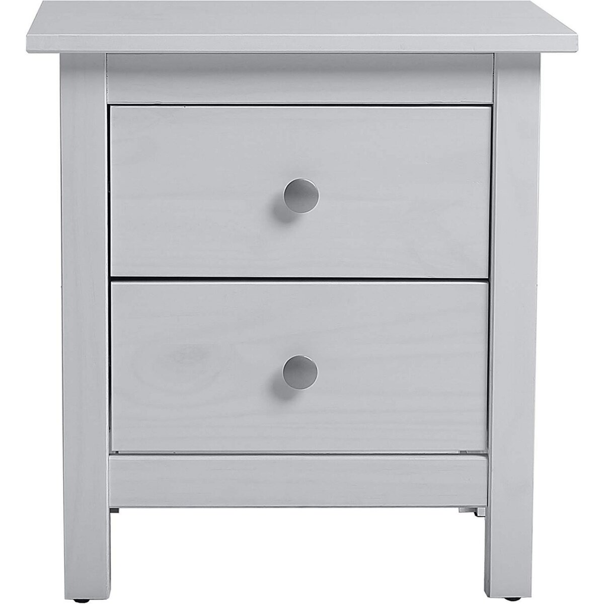 VS VENTA-STOCK Table Chevet 2 tiroirs Betty Blanc, Fabriqué en Bois de pin Massif