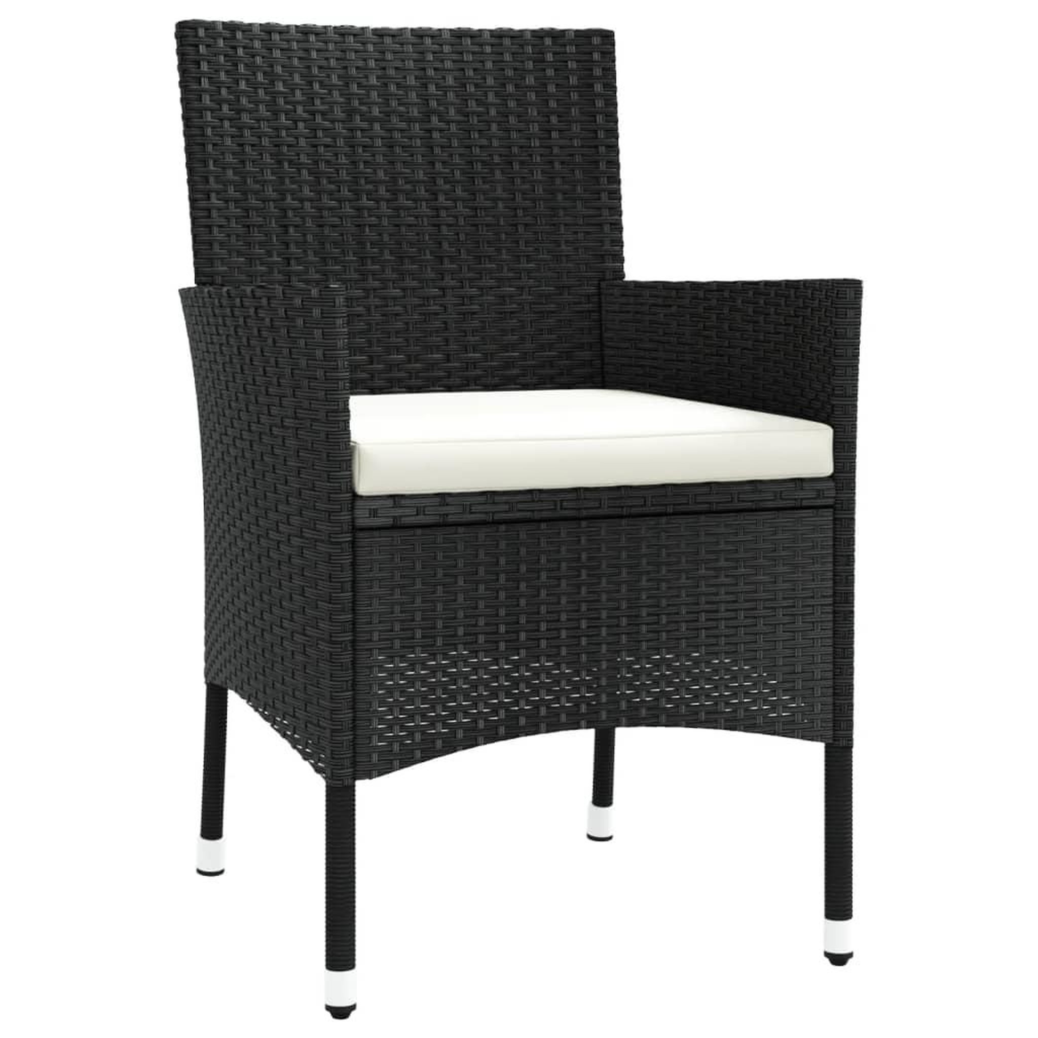 Voir la diapositive 5 : VIDAXL Ensemble de bistro de jardin 3 pcs coussins noir poly rotin