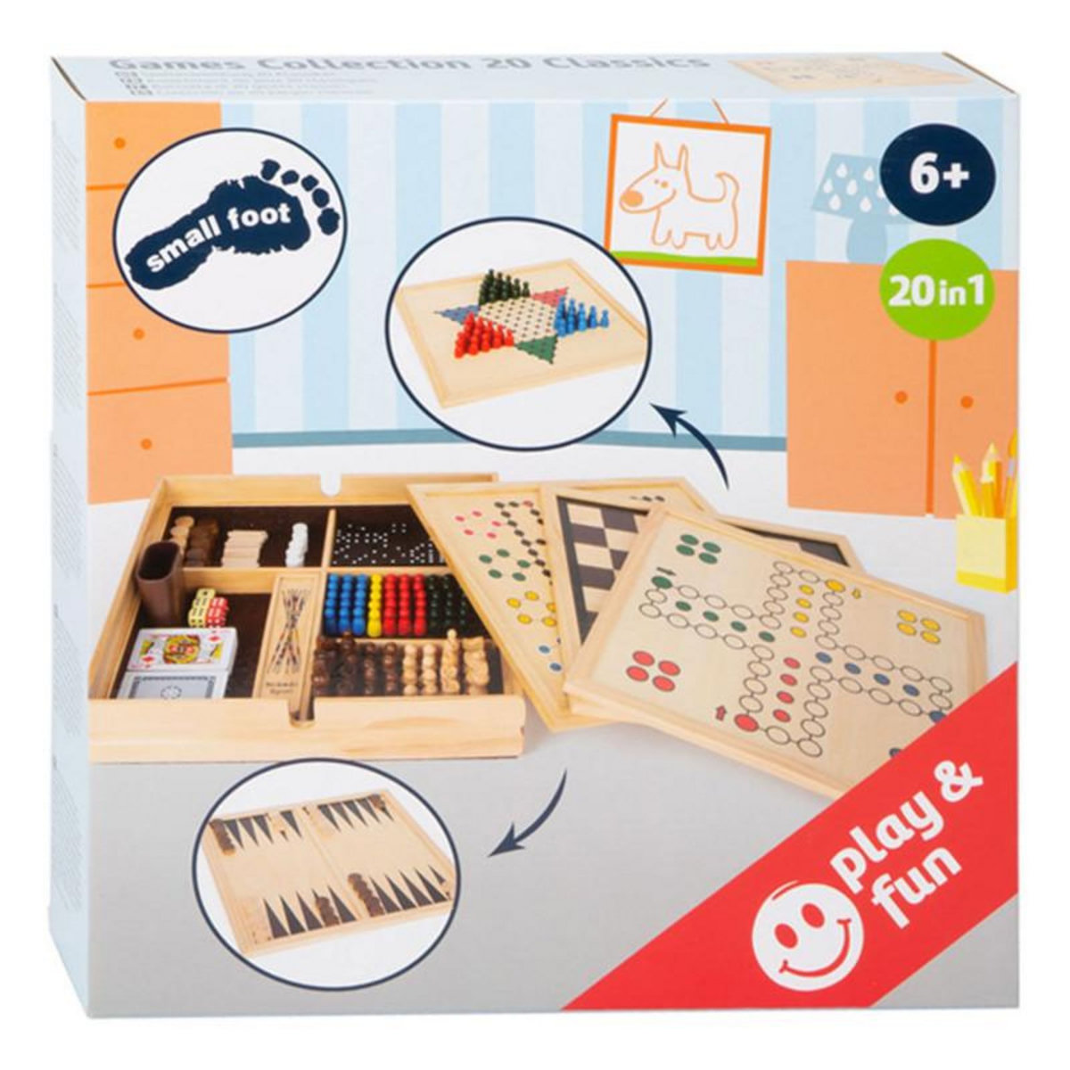 SMALL FOOT Small Foot - Wooden Games Collection, 20 Classics 11753