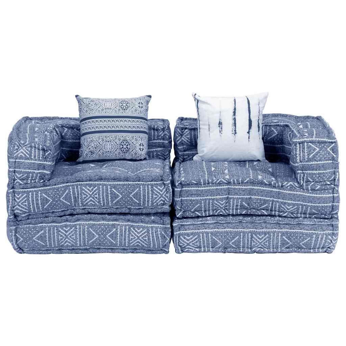 VIDAXL Pouf modulaire a 2 places Indigo Tissu