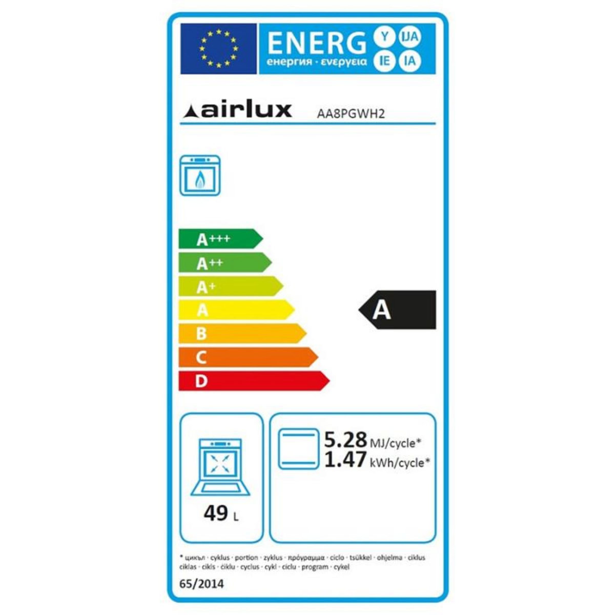 Airlux Piano de cuisson Airlux AA8PGWH2 Butanette 80cm Gaz Blanc
