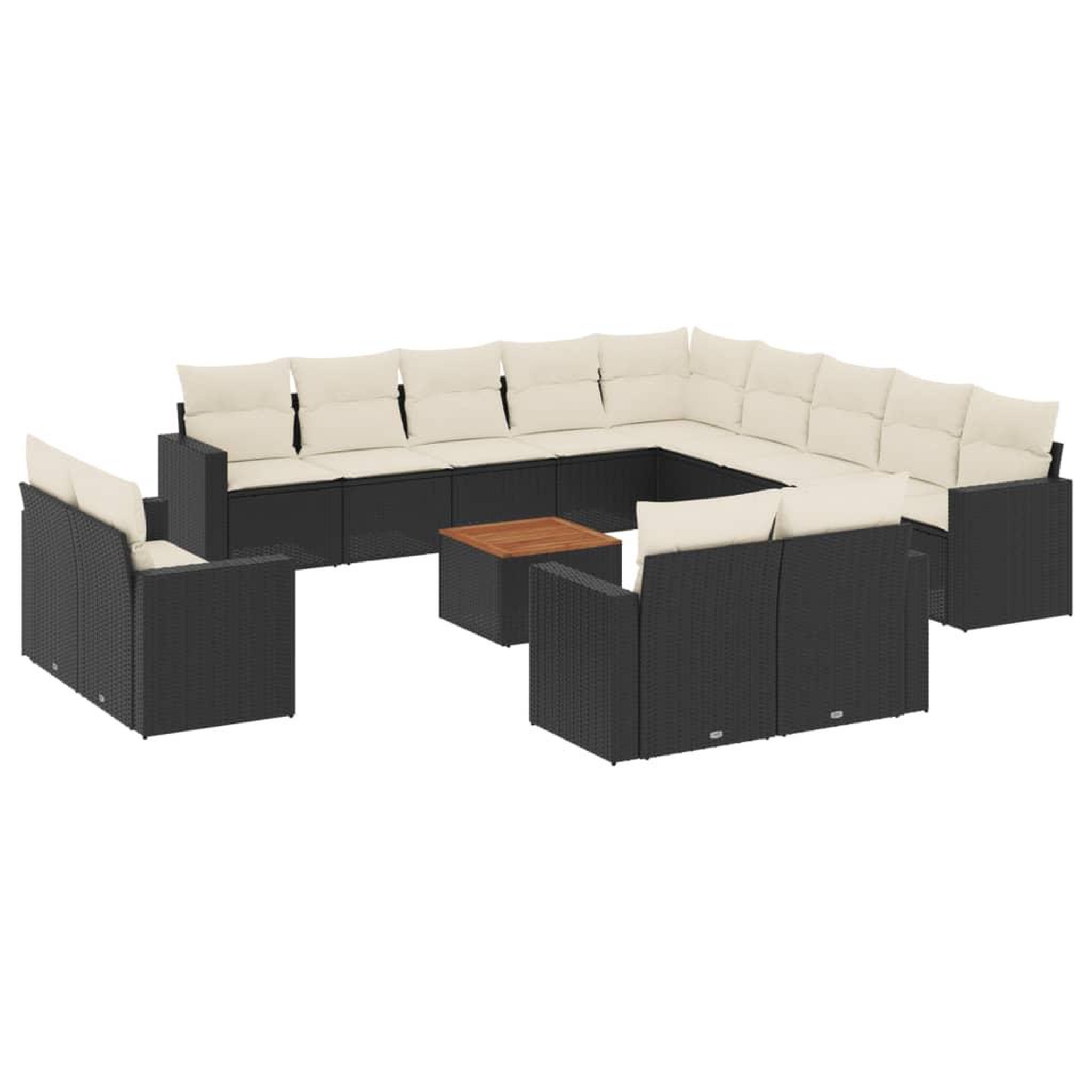 Voir la diapositive 2 : VIDAXL Salon de jardin avec coussins 14 pcs noir resine tressee