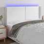 Voir la diapositive 1 : VIDAXL Tete de lit a LED Blanc 163x16x118/128 cm Similicuir