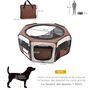 Voir la diapositive 6 : PAWHUT Parc enclos pliable chien chat Ø 90 x 41H cm - 2 portes, 2 poches, sac transport - acier Oxford marron beige