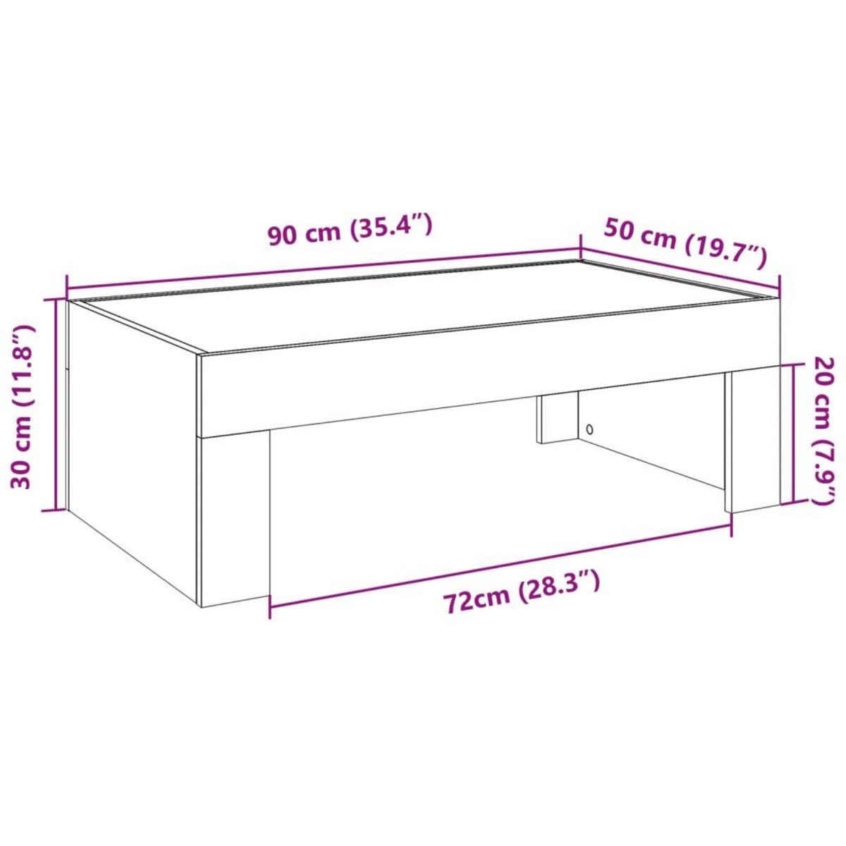VIDAXL Table basse avec LED infini chene marron 90x50x30 cm