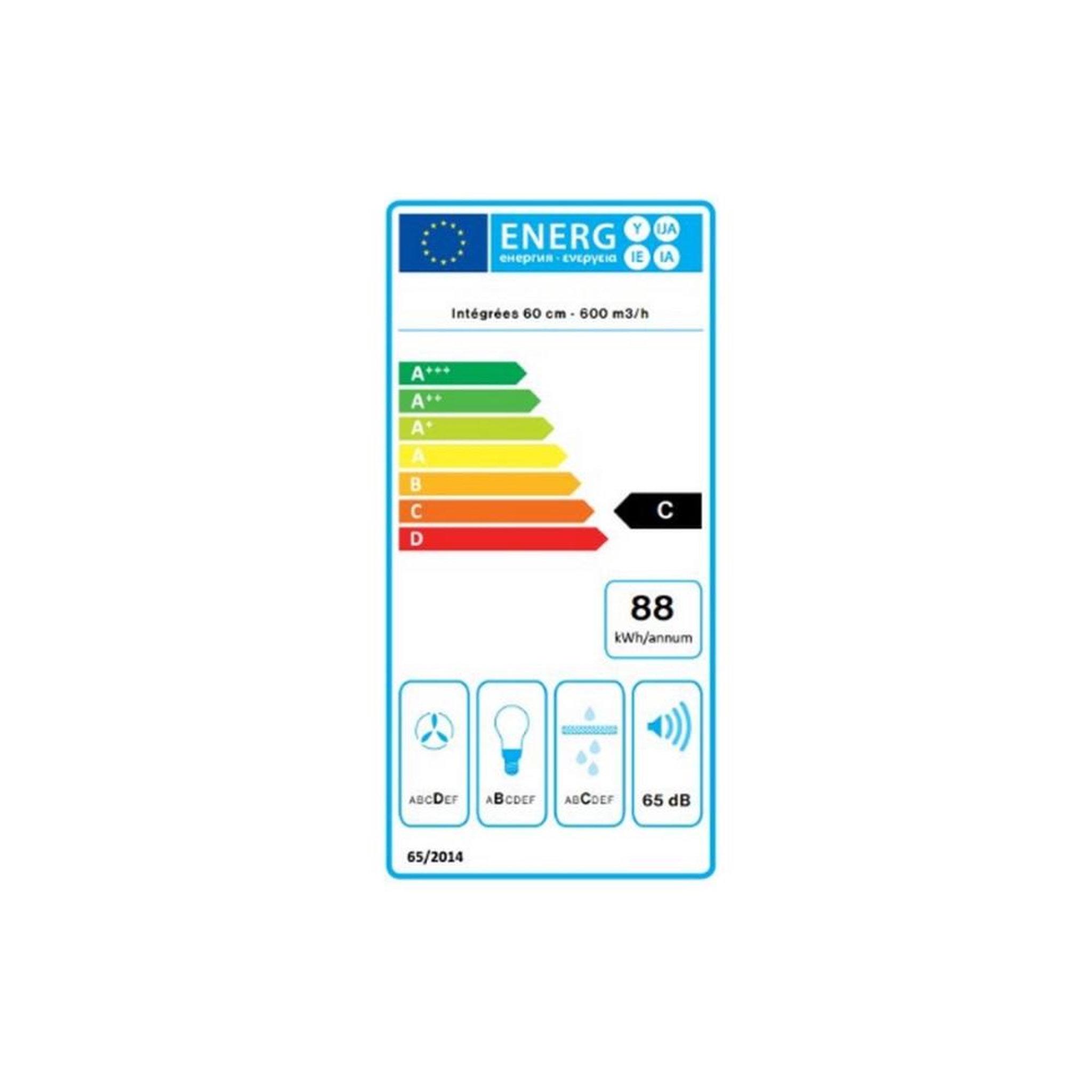 Voir la diapositive 2 : Falmec Hotte décorative murale 60cm 65db 480m3/h. - virgola3231
