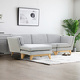 Voir la diapositive 4 : CONCEPT USINE Canapé d'angle réversible 4 places en tissu gris clair NORDEN